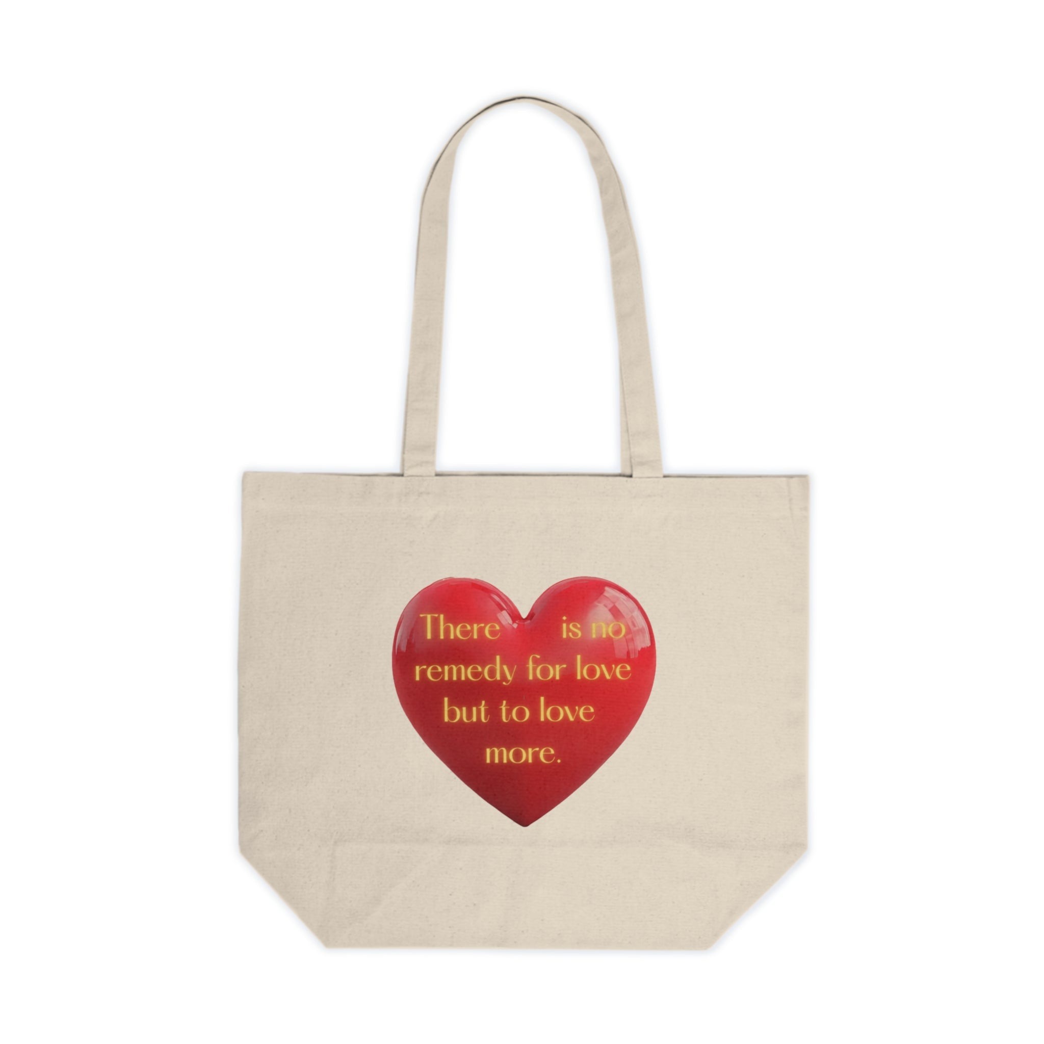 There is no remedy for love but to love more. || Romantic Canvas Shopping Tote - Eco-Friendly Bag, Love Reminder Tote, Heart Design, Perfect Gift for Valentine's Day, Shopping, Grocery