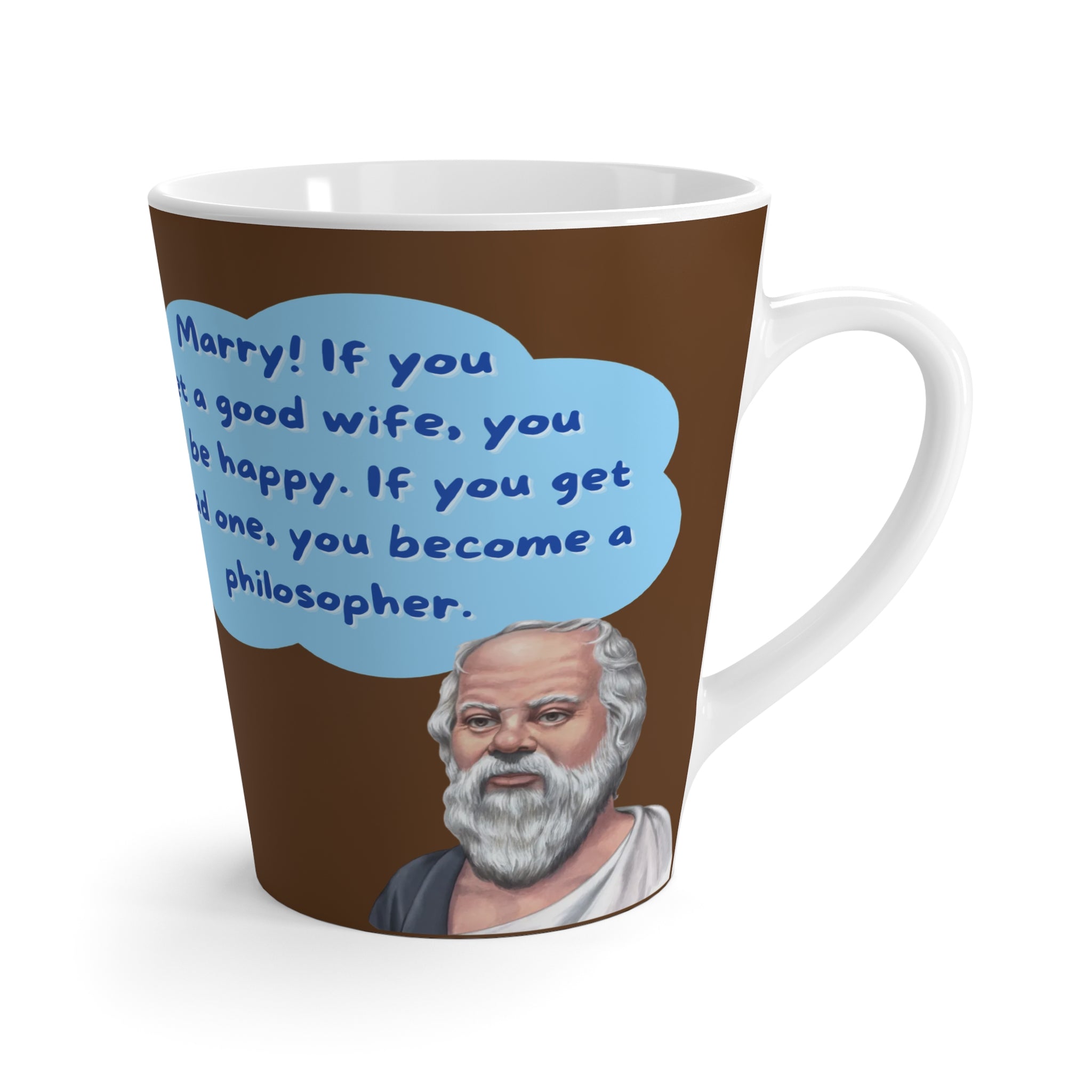 Funny Philosophy Latte Mug, Gift for Coffee Lovers, Unique Coffee Cup, Motivational Quote Mug, Home Office Decor