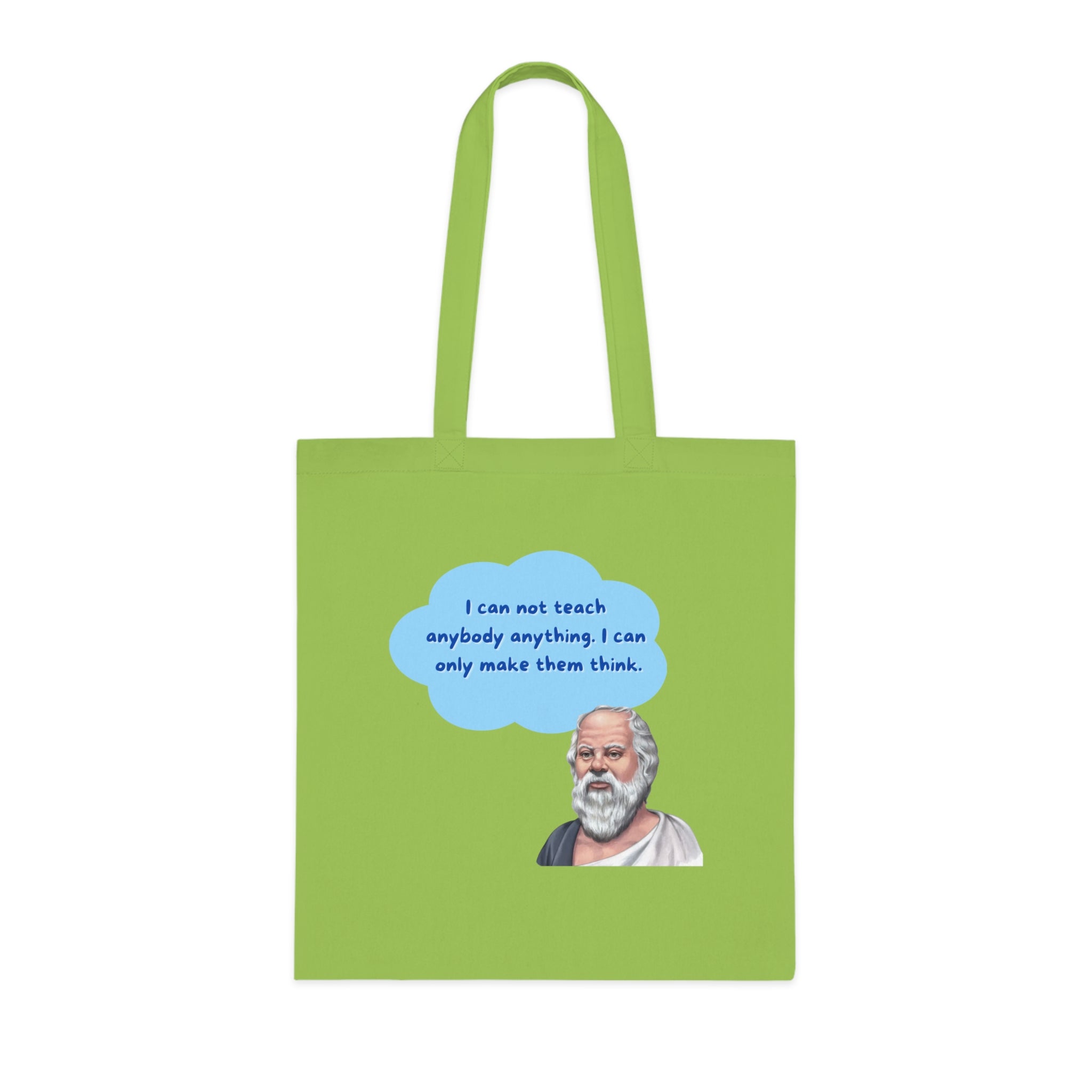 I can not teach anybody anything. I can only make them think.(Socrates) || Socratic Wisdom Cotton Tote Bag, Philosophy Gift, Eco-Friendly Bag, Teacher Appreciation, Everyday Use, Unique Quote Tote