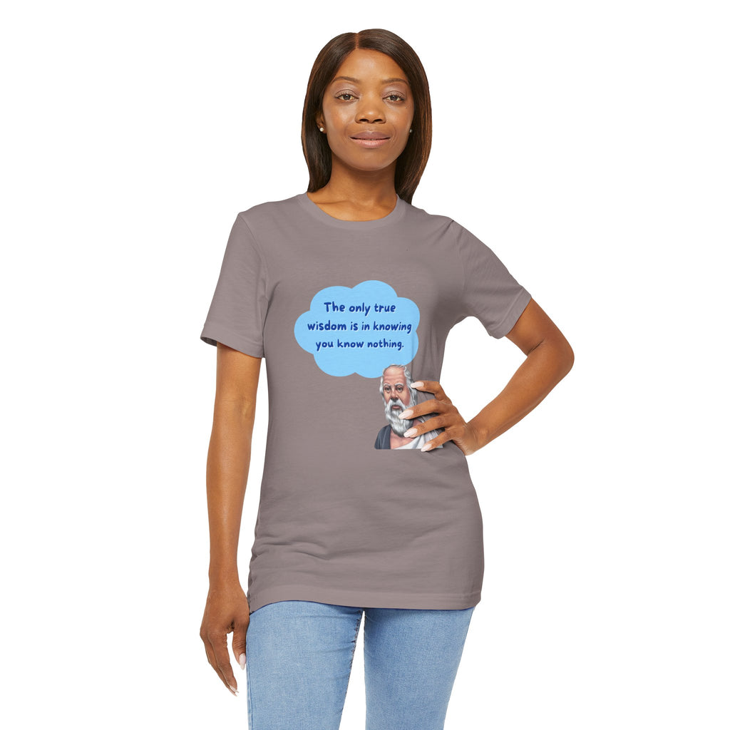 The only true wisdom is in knowing you know nothing. (Socrates) ||  - Unisex Jersey Short Sleeve T-Shirt, Wisdom T-Shirt, Philosophy Gift, Casual Wear, Educational Apparel