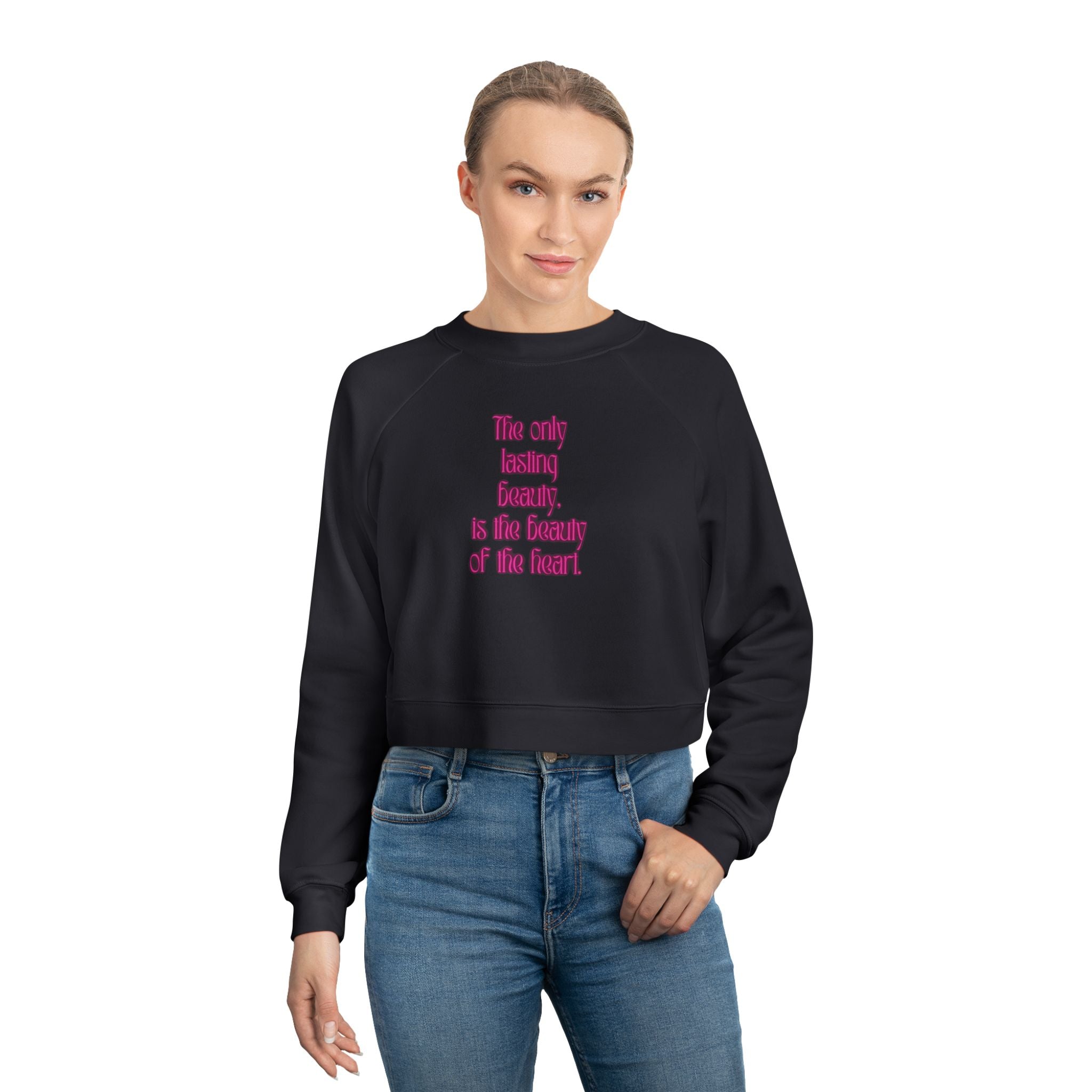 Inspirational Women's Cropped Fleece Pullover, Cozy Sweater, Motivational Gift, Casual Wear, Fall Fashion, Holiday Comfort