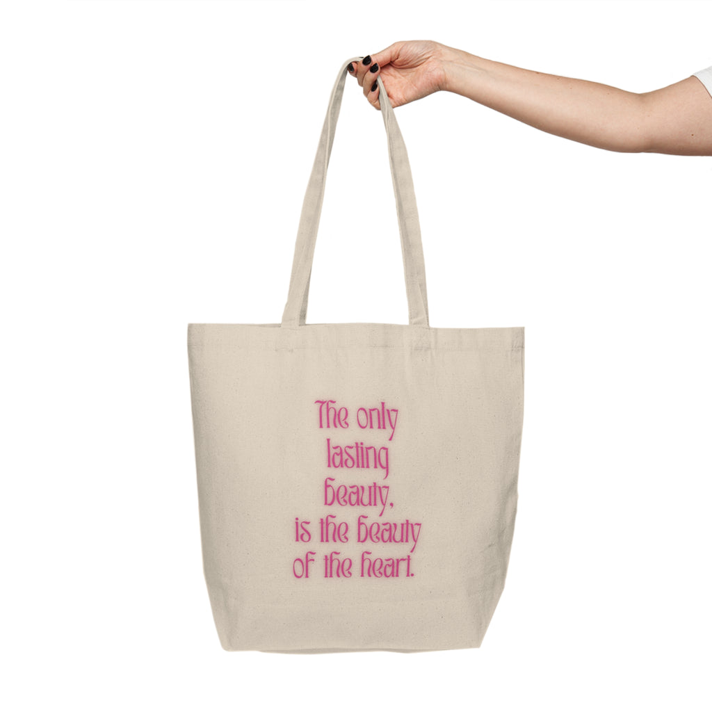 The only lasting beauty, is the beauty of the heart.  || Chic Canvas Shopping Tote - Inspirational Quote, Eco-Friendly Tote Bag, Motivational Gift, Everyday Use, Shopping Bag, Beach Tote