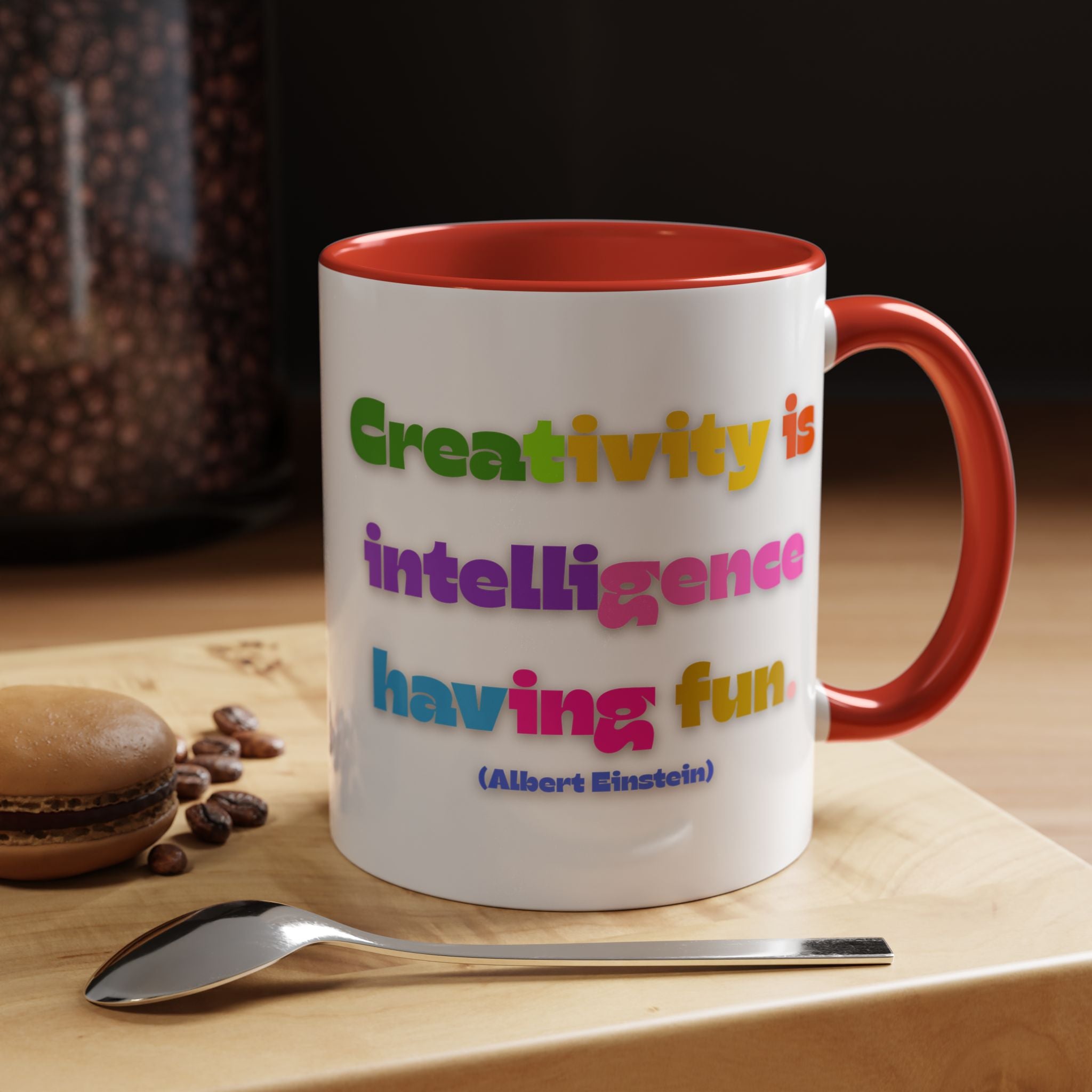 Colorful Inspirational Coffee Mug - Creativity is Intelligence Having Fun - Perfect Gift for Teachers, Artists, and Students
