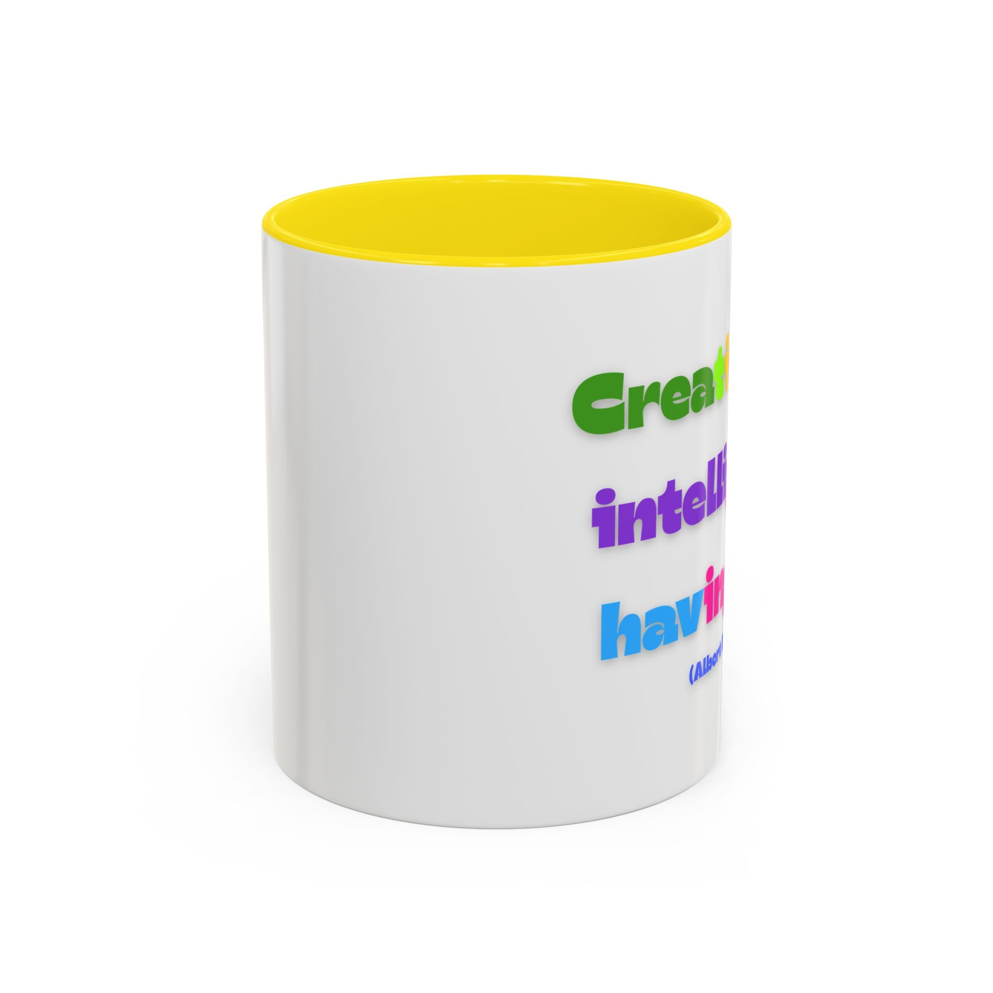 Colorful Inspirational Coffee Mug - Creativity is Intelligence Having Fun - Perfect Gift for Teachers, Artists, and Students