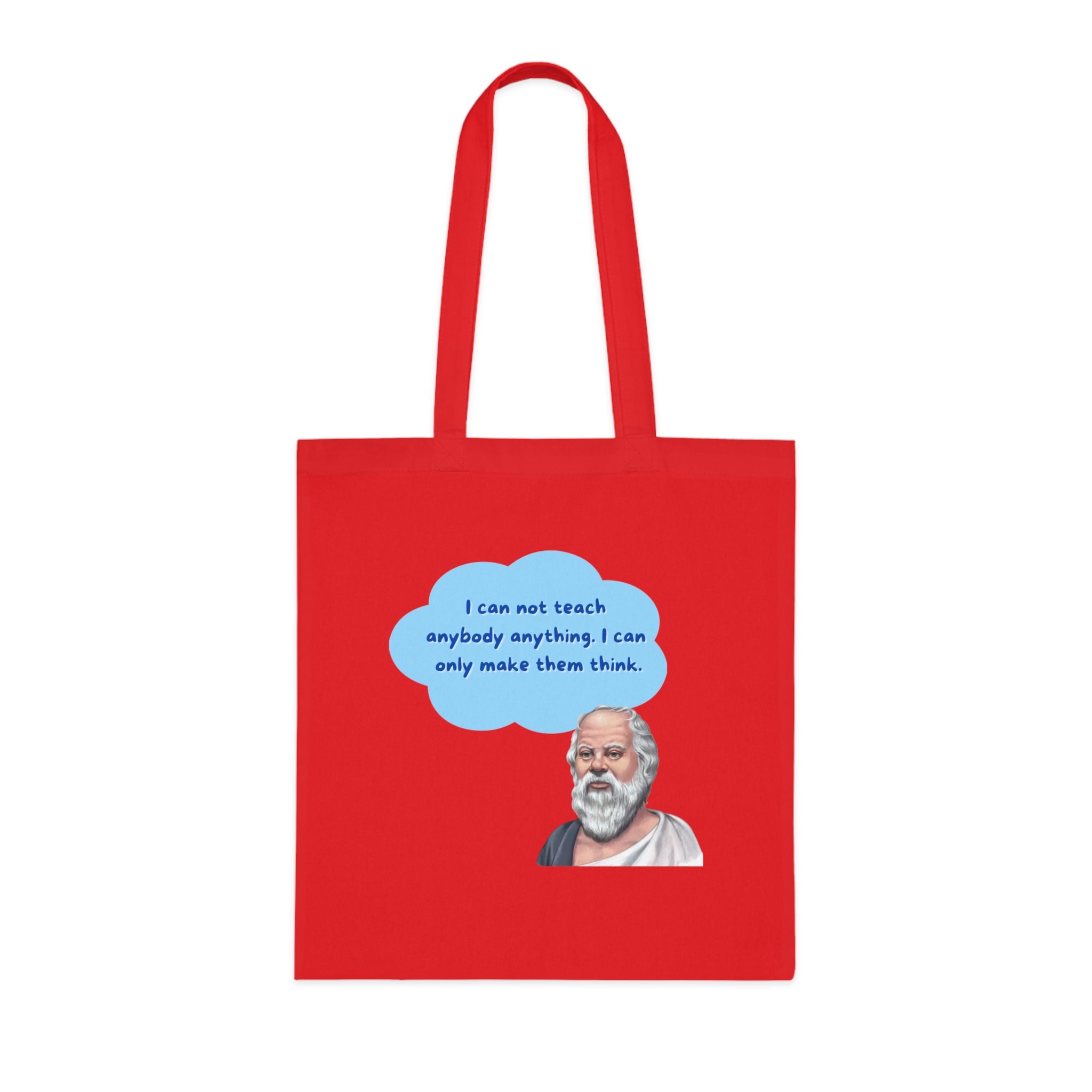 I can not teach anybody anything. I can only make them think.(Socrates) || Socratic Wisdom Cotton Tote Bag, Philosophy Gift, Eco-Friendly Bag, Teacher Appreciation, Everyday Use, Unique Quote Tote
