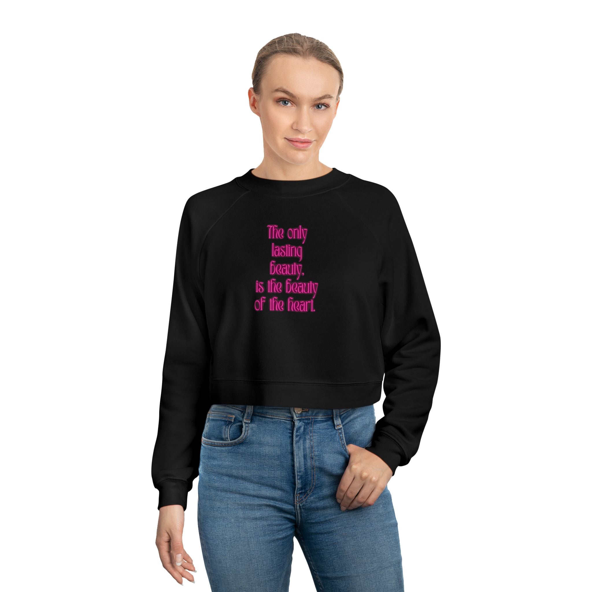 Inspirational Women's Cropped Fleece Pullover, Cozy Sweater, Motivational Gift, Casual Wear, Fall Fashion, Holiday Comfort