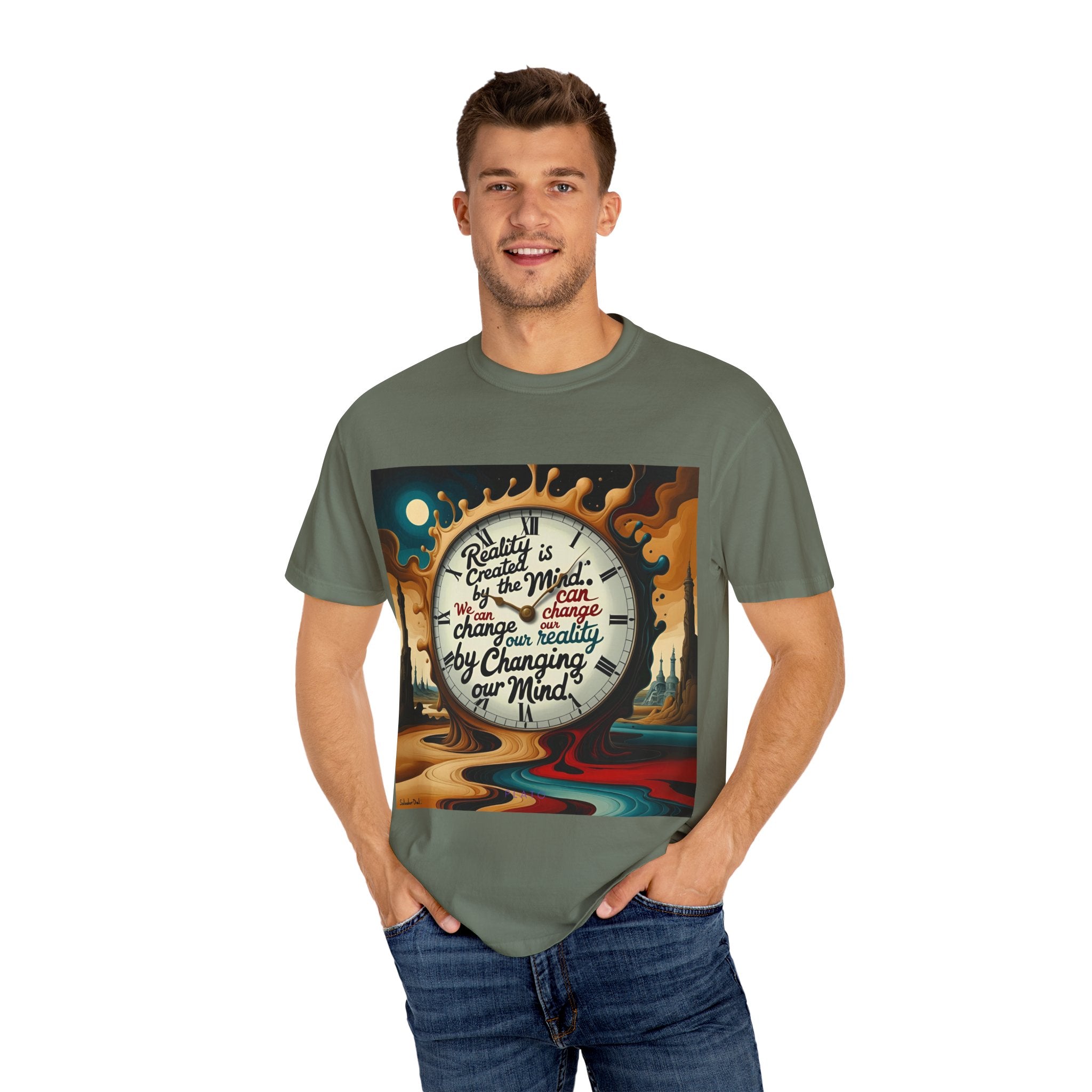 Reality is created by the mind. We can change our reality by changing our mind. ||  | Unisex Garment-Dyed Tee, Inspirational Apparel, Casual Gift, Motivational Shirt, Fun Everyday Wear