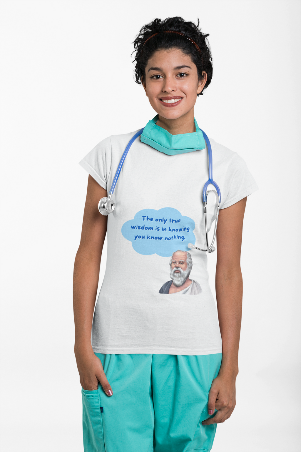 Socrates Wisdom Tee, Philosophy Themed Shirt, Inspirational Quote Top, Gift for Thinkers, Women's Softstyle T-Shirt