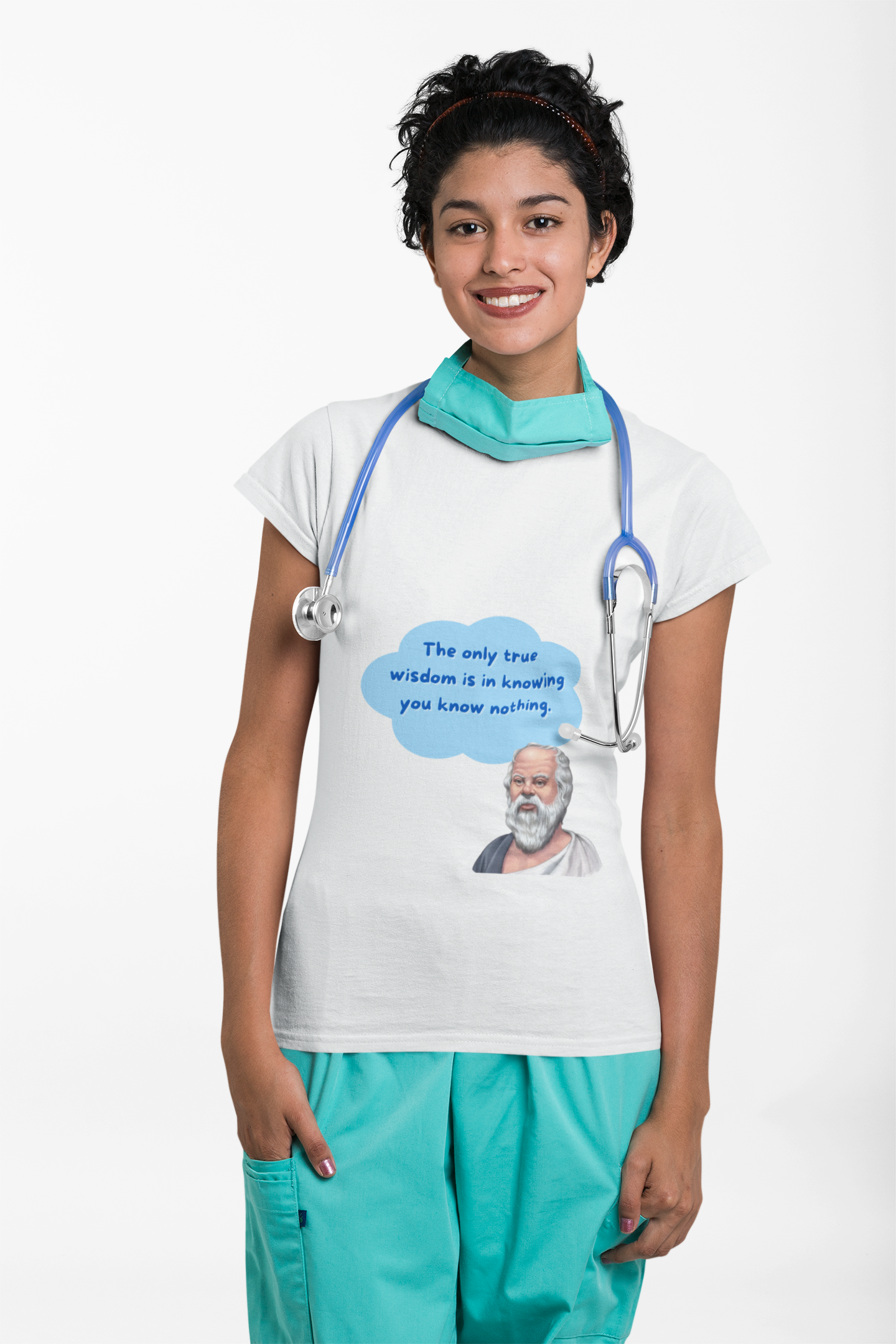 Socrates Wisdom Tee, Philosophy Themed Shirt, Inspirational Quote Top, Gift for Thinkers, Women's Softstyle T-Shirt