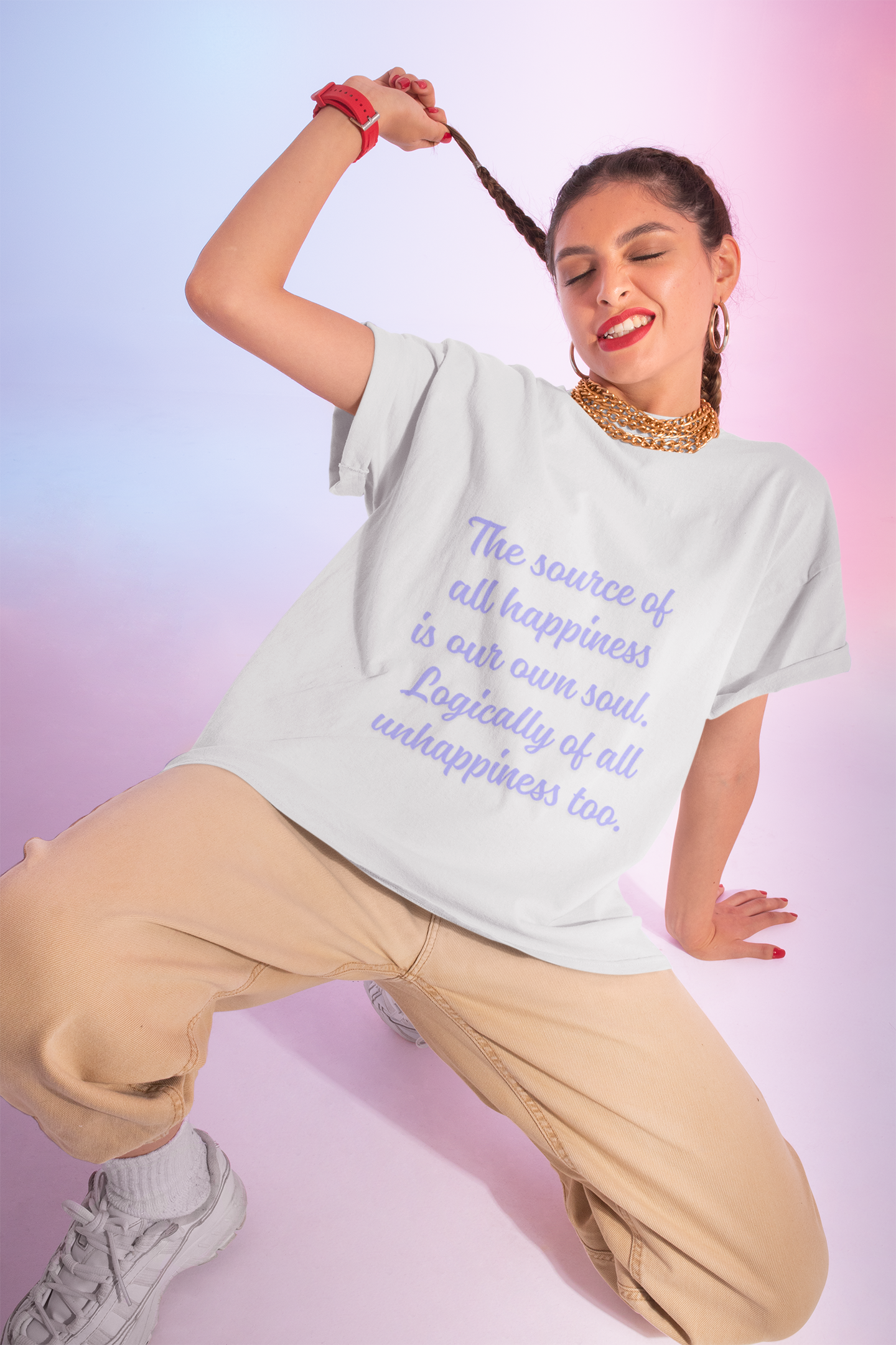 The source of all happiness is our own soul.  Logically of all unhappiness too. ||  Inspirational Shirt, Motivational Gift, Casual Wear, Everyday Comfort, Self-Love Apparel