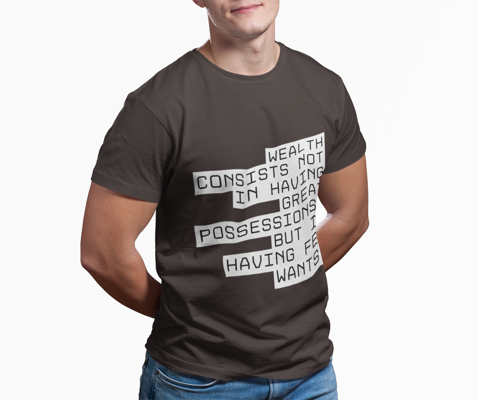 Wealth consists not in having great possessions, but in having few wants. || - Perfect for Gift Giving, Weekends, Casual Style, Inspirational Message, Unisex Cotton Shirt