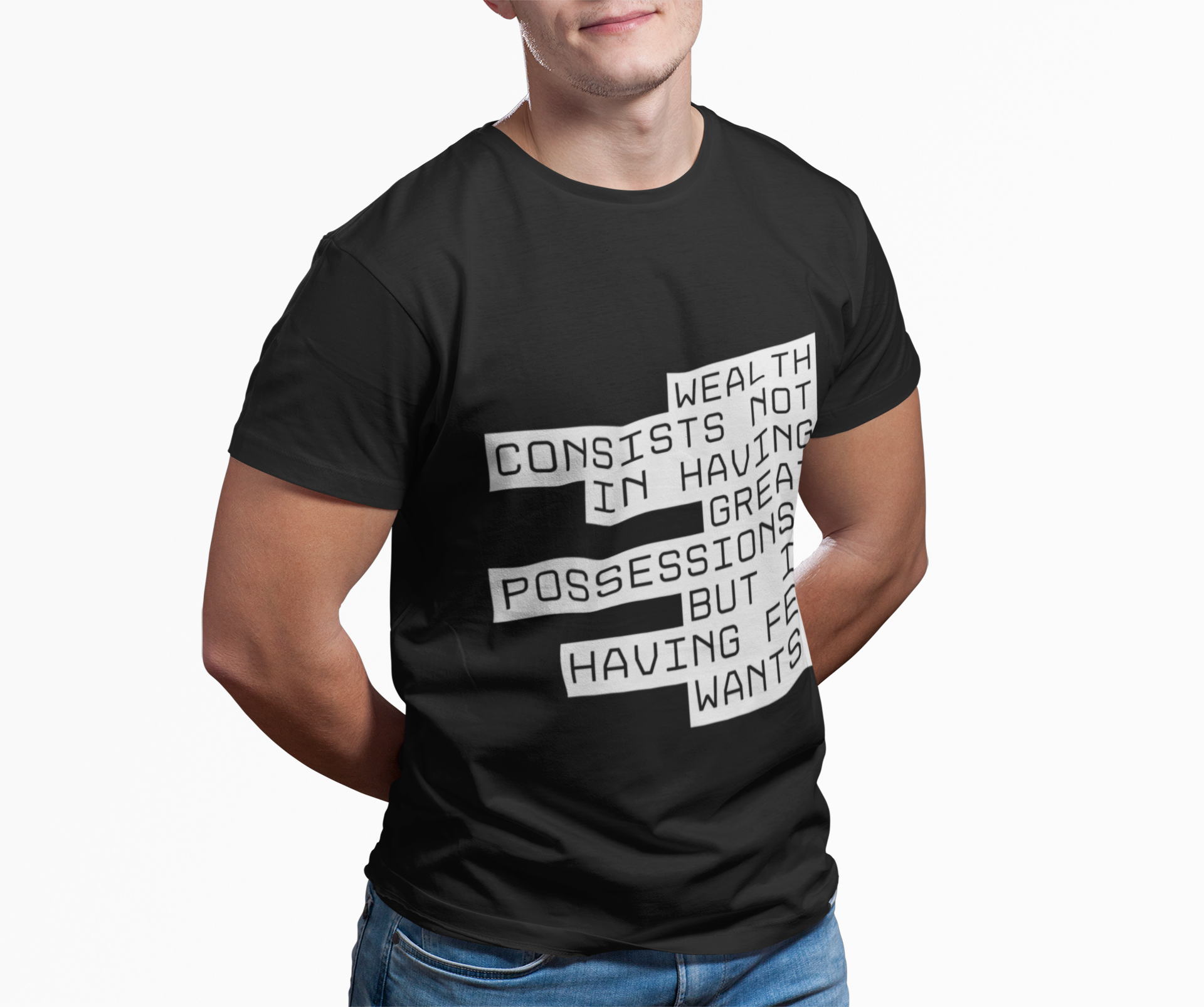 Wealth consists not in having great possessions, but in having few wants. || - Perfect for Gift Giving, Weekends, Casual Style, Inspirational Message, Unisex Cotton Shirt