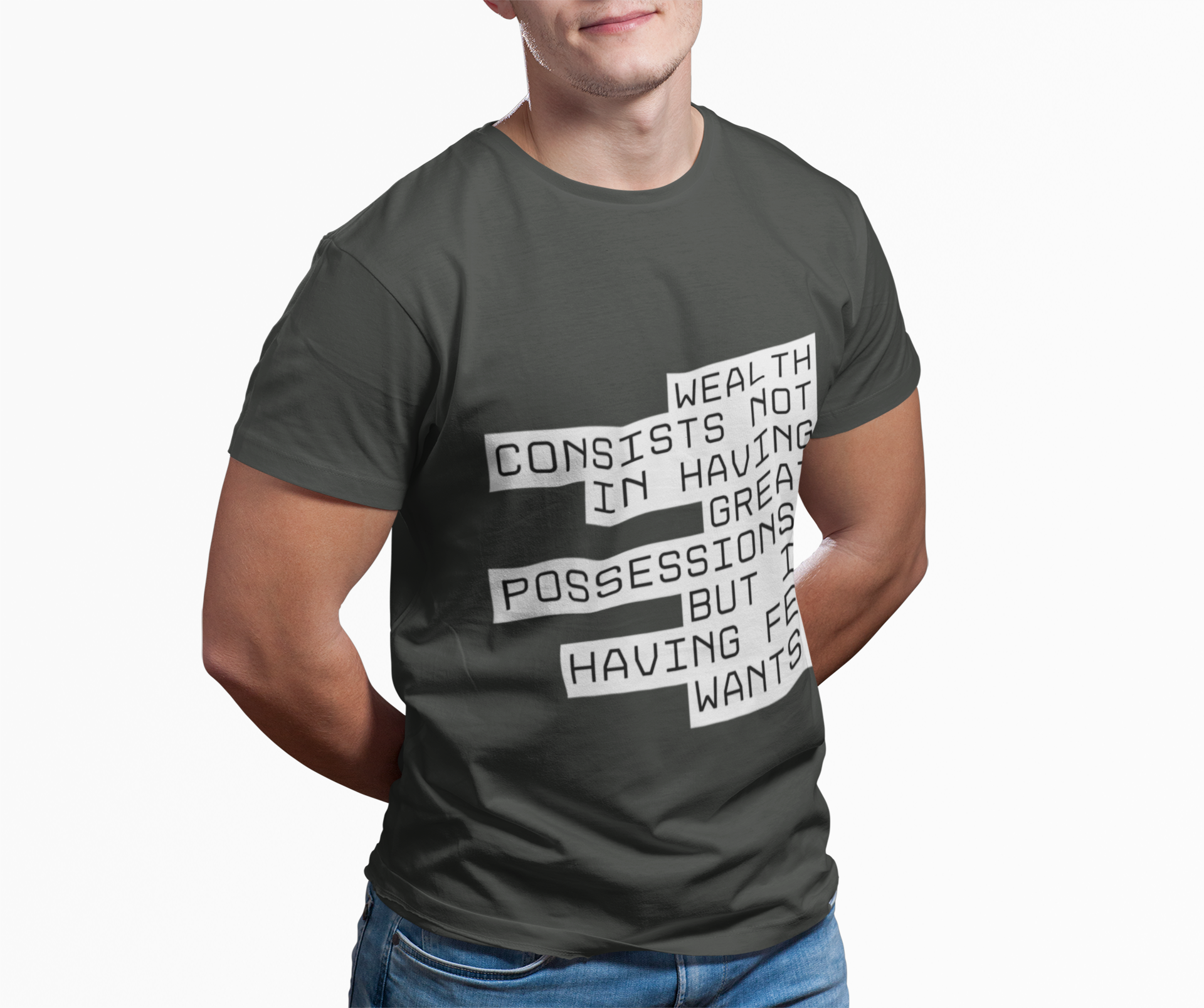 Wealth consists not in having great possessions, but in having few wants. || - Perfect for Gift Giving, Weekends, Casual Style, Inspirational Message, Unisex Cotton Shirt