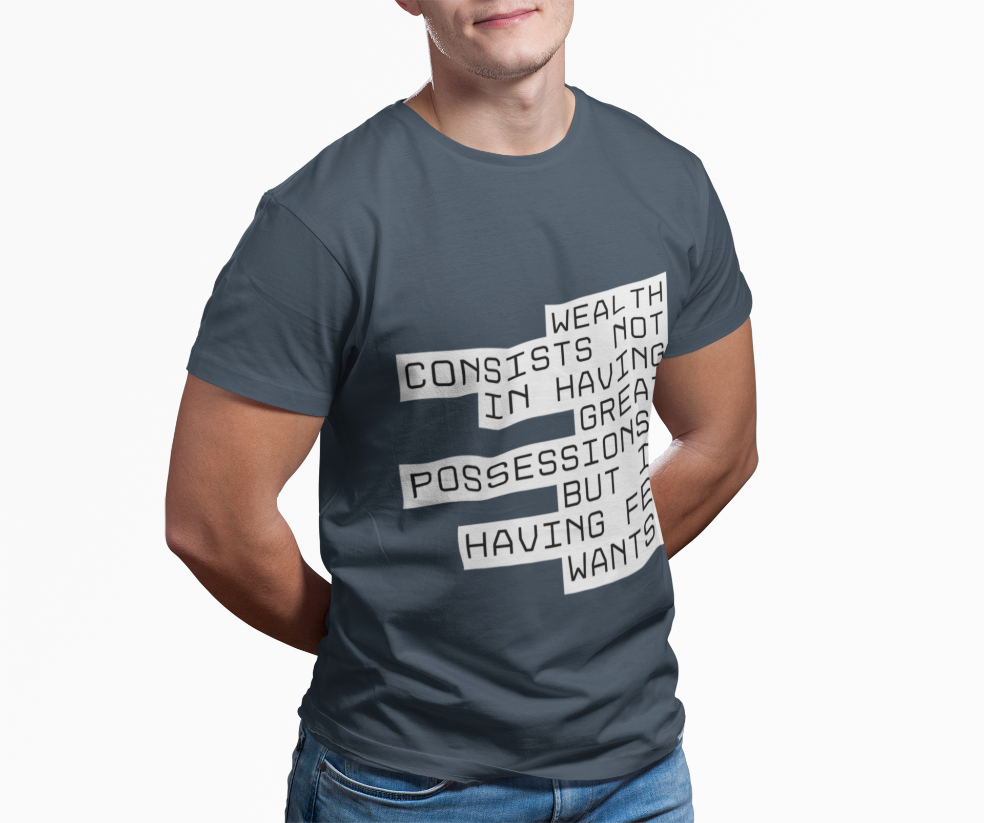 Wealth consists not in having great possessions, but in having few wants. || - Perfect for Gift Giving, Weekends, Casual Style, Inspirational Message, Unisex Cotton Shirt