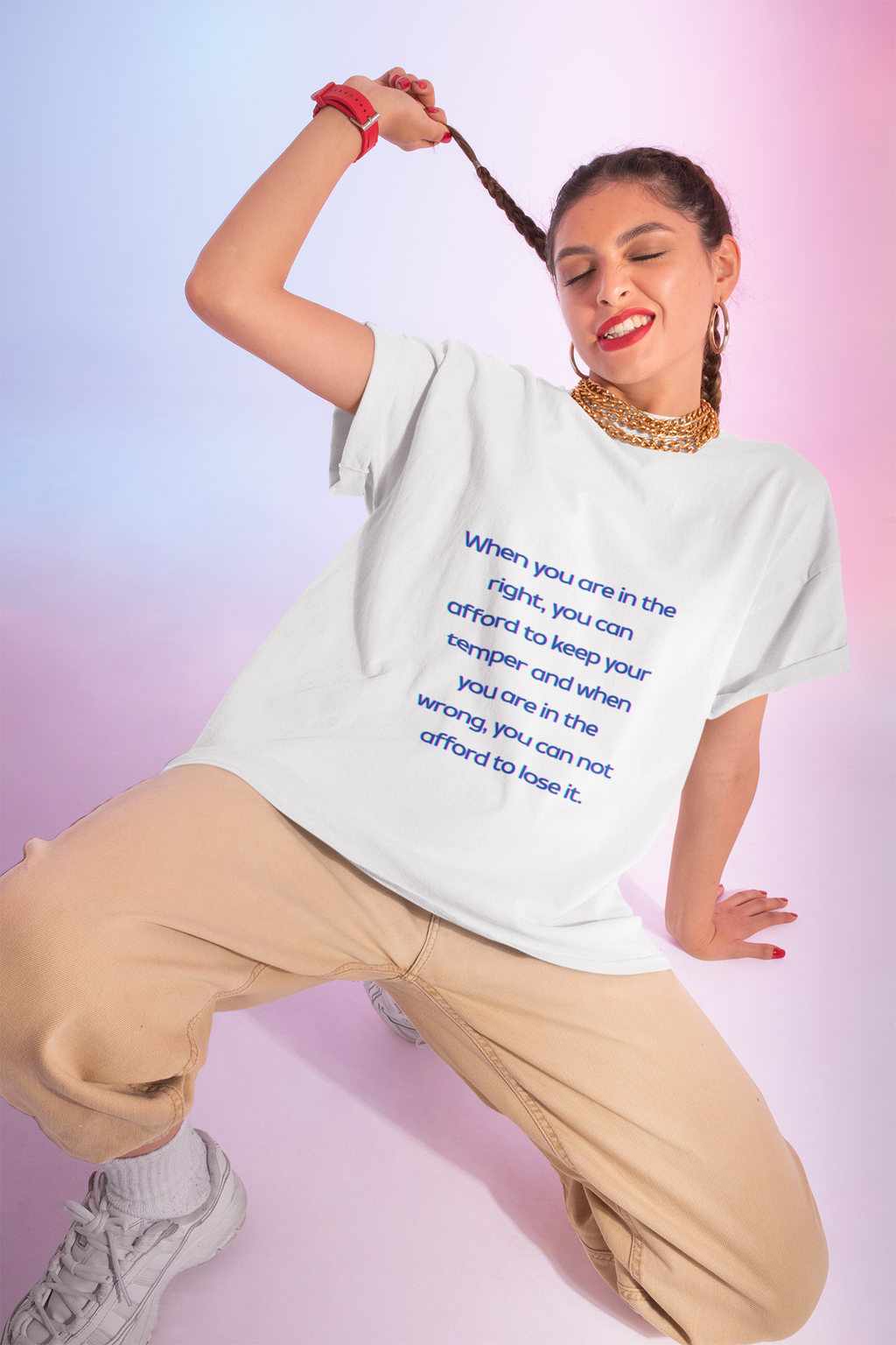 When you are in the right, you can afford to keep your temper and when you are in the wrong, you can not afford to lose it. ||  Relaxed Fit Women's Tee, Motivational Shirt, Casual Wear, Gift for Friends, Thoughtful Apparel