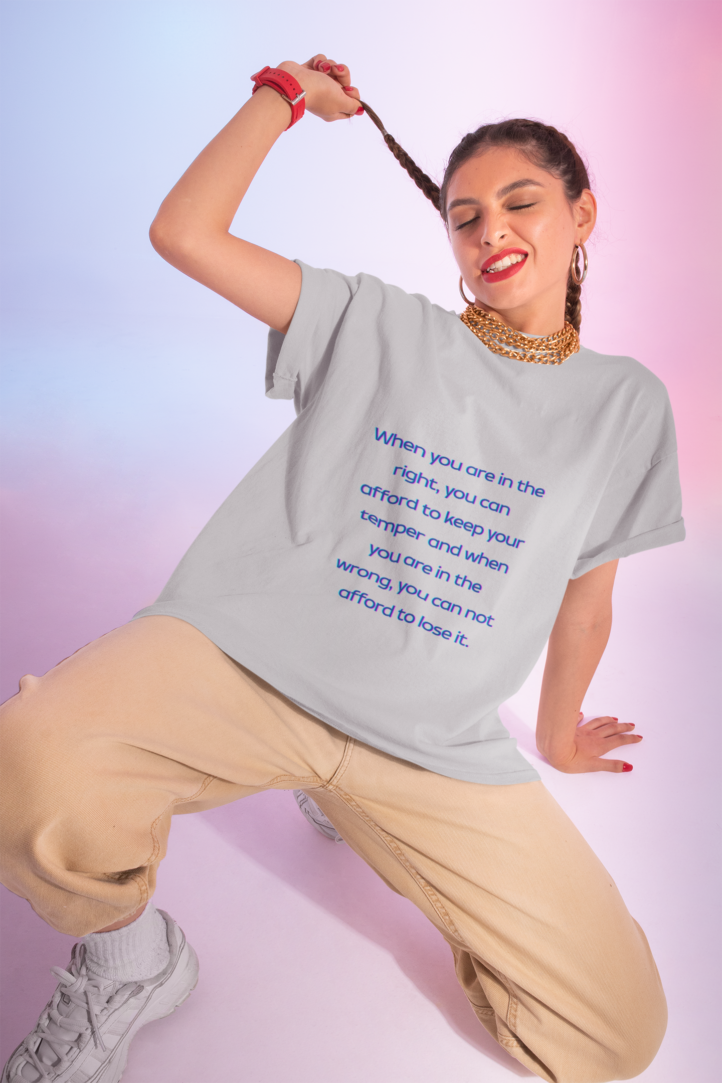 When you are in the right, you can afford to keep your temper and when you are in the wrong, you can not afford to lose it. ||  Relaxed Fit Women's Tee, Motivational Shirt, Casual Wear, Gift for Friends, Thoughtful Apparel