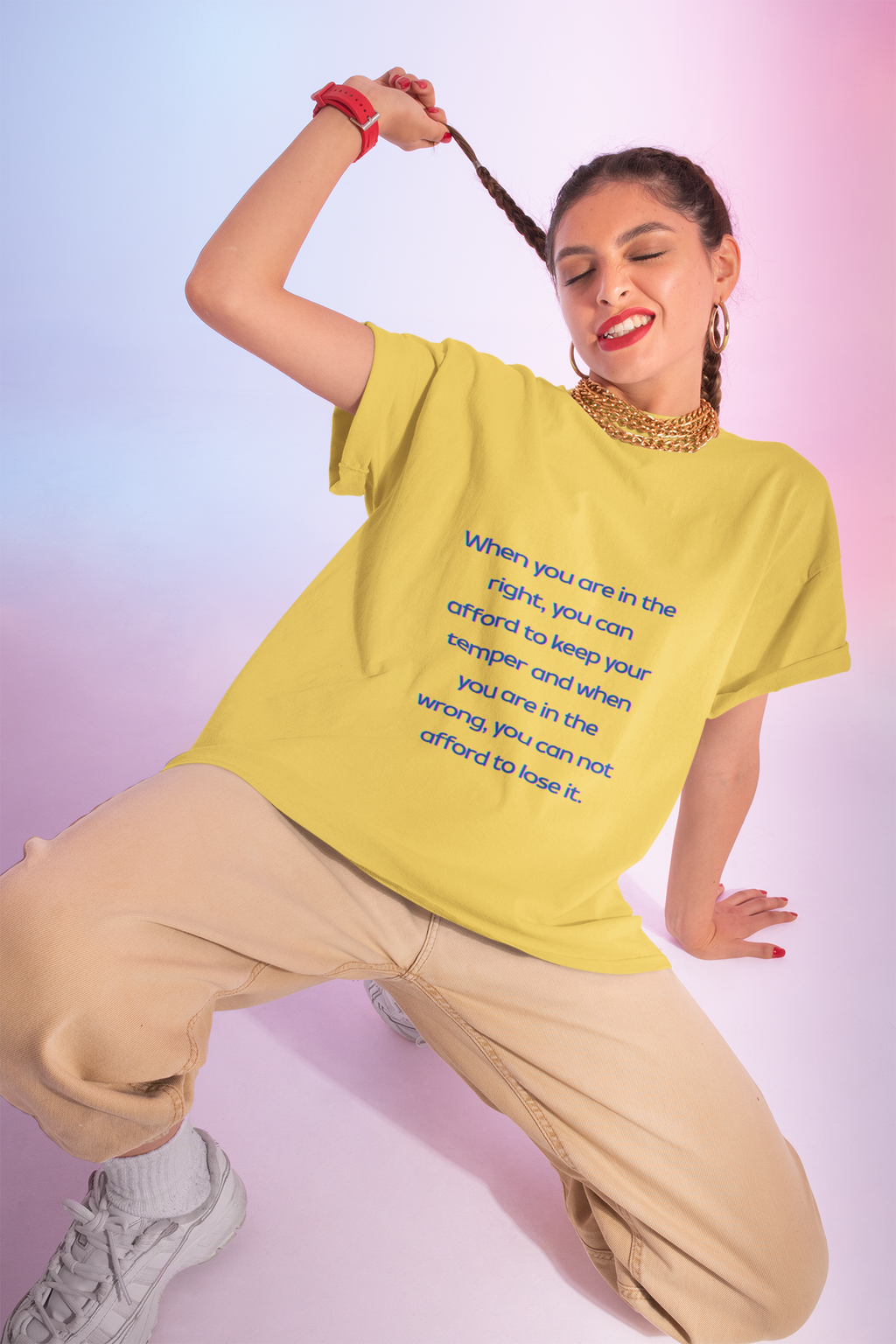 When you are in the right, you can afford to keep your temper and when you are in the wrong, you can not afford to lose it. ||  Relaxed Fit Women's Tee, Motivational Shirt, Casual Wear, Gift for Friends, Thoughtful Apparel