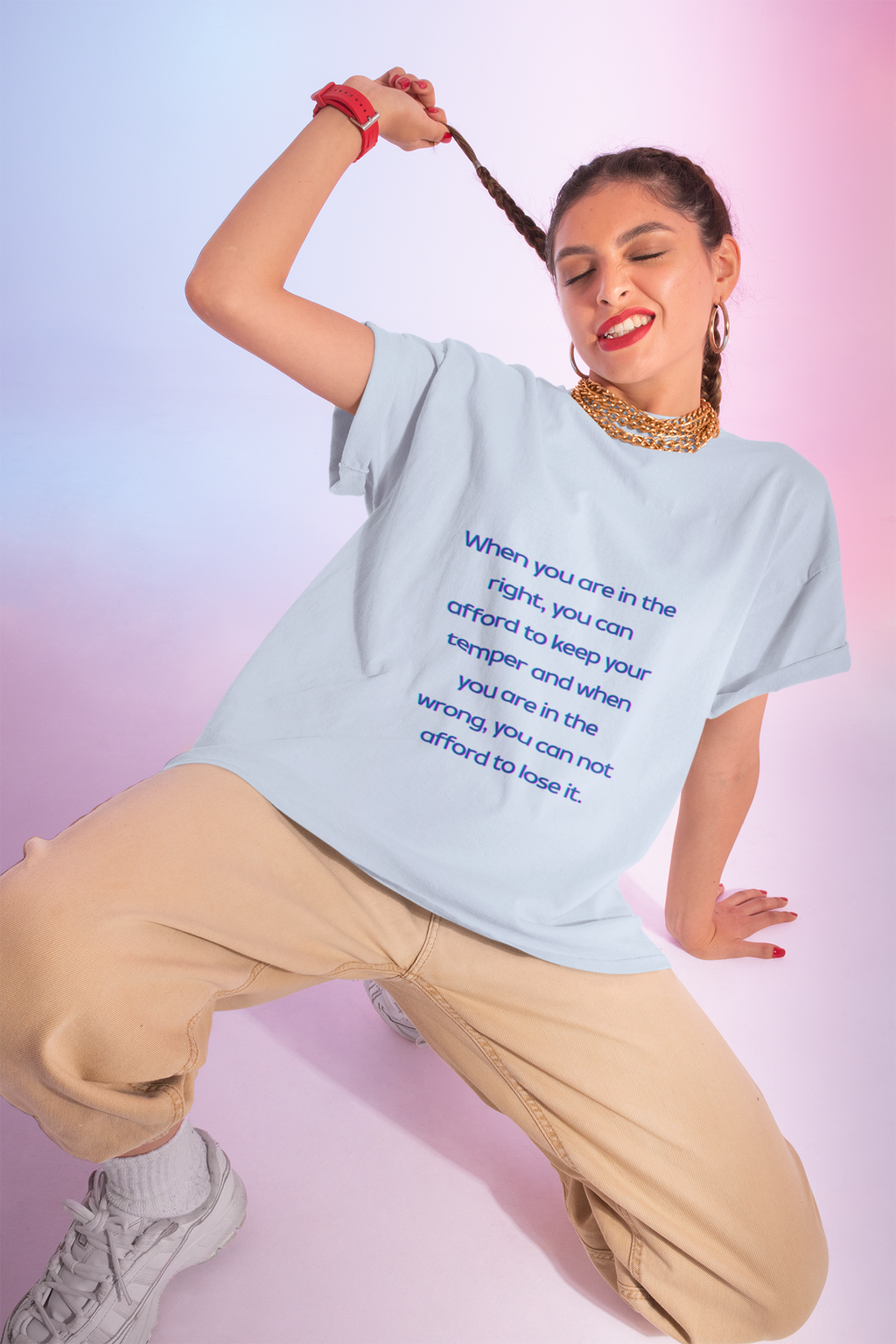 When you are in the right, you can afford to keep your temper and when you are in the wrong, you can not afford to lose it. ||  Relaxed Fit Women's Tee, Motivational Shirt, Casual Wear, Gift for Friends, Thoughtful Apparel