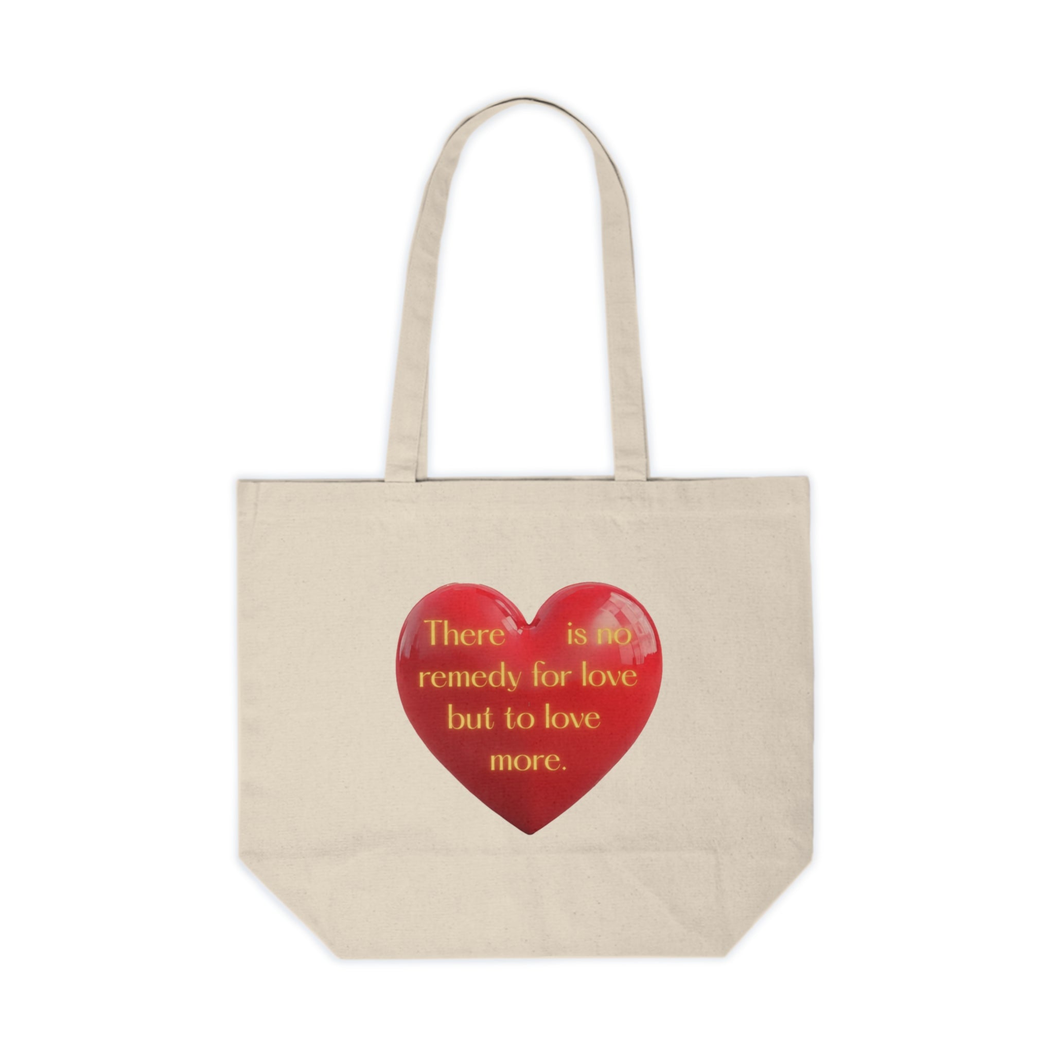 There is no remedy for love but to love more. || Romantic Canvas Shopping Tote - Eco-Friendly Bag, Love Reminder Tote, Heart Design, Perfect Gift for Valentine's Day, Shopping, Grocery