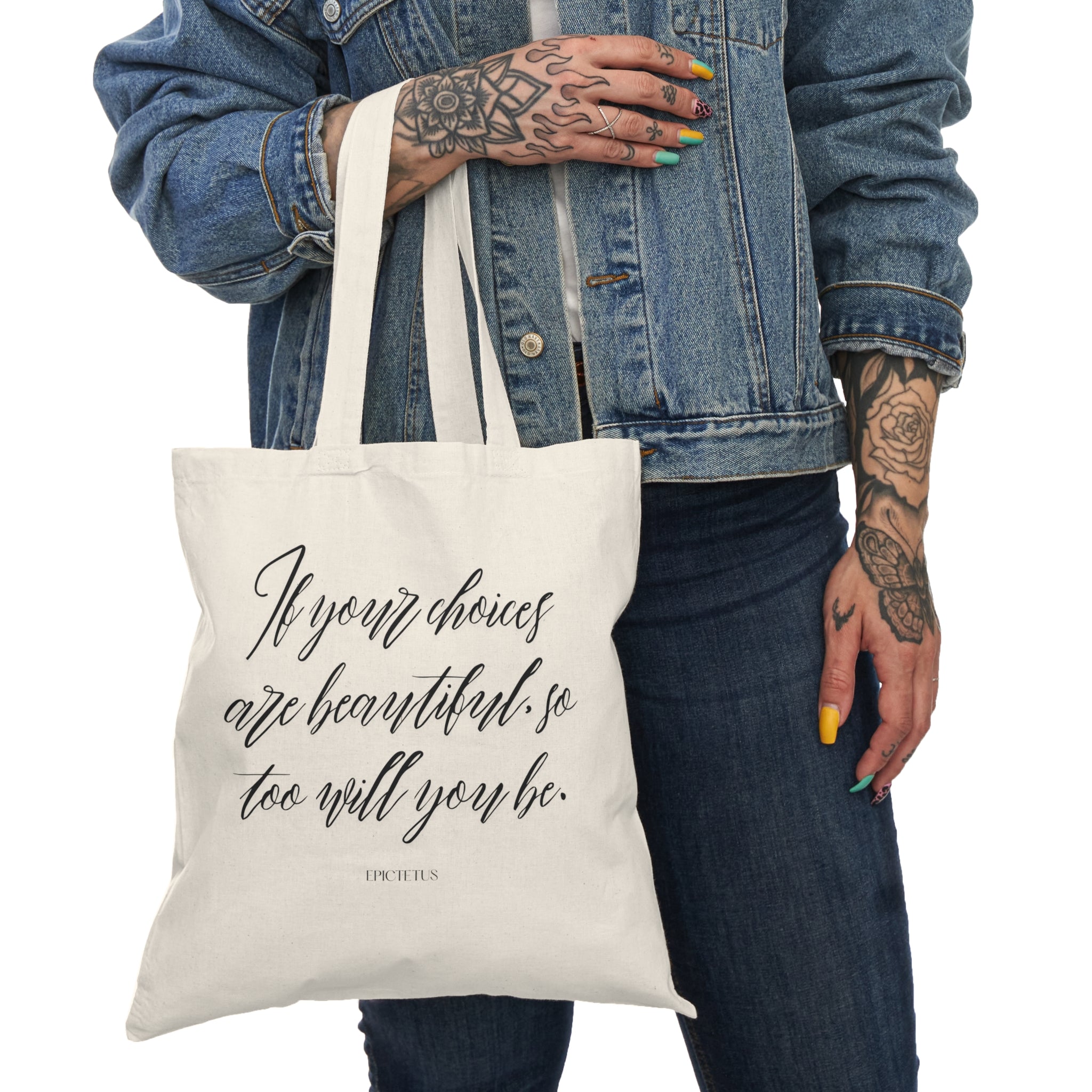 If your choices are beautiful, so too will you be. || Inspirational Natural Tote Bag - For Everyday Use, Gifts for Graduations, Birthdays, and Eco-Conscious Shoppers, Motivational Quotes, [...]
