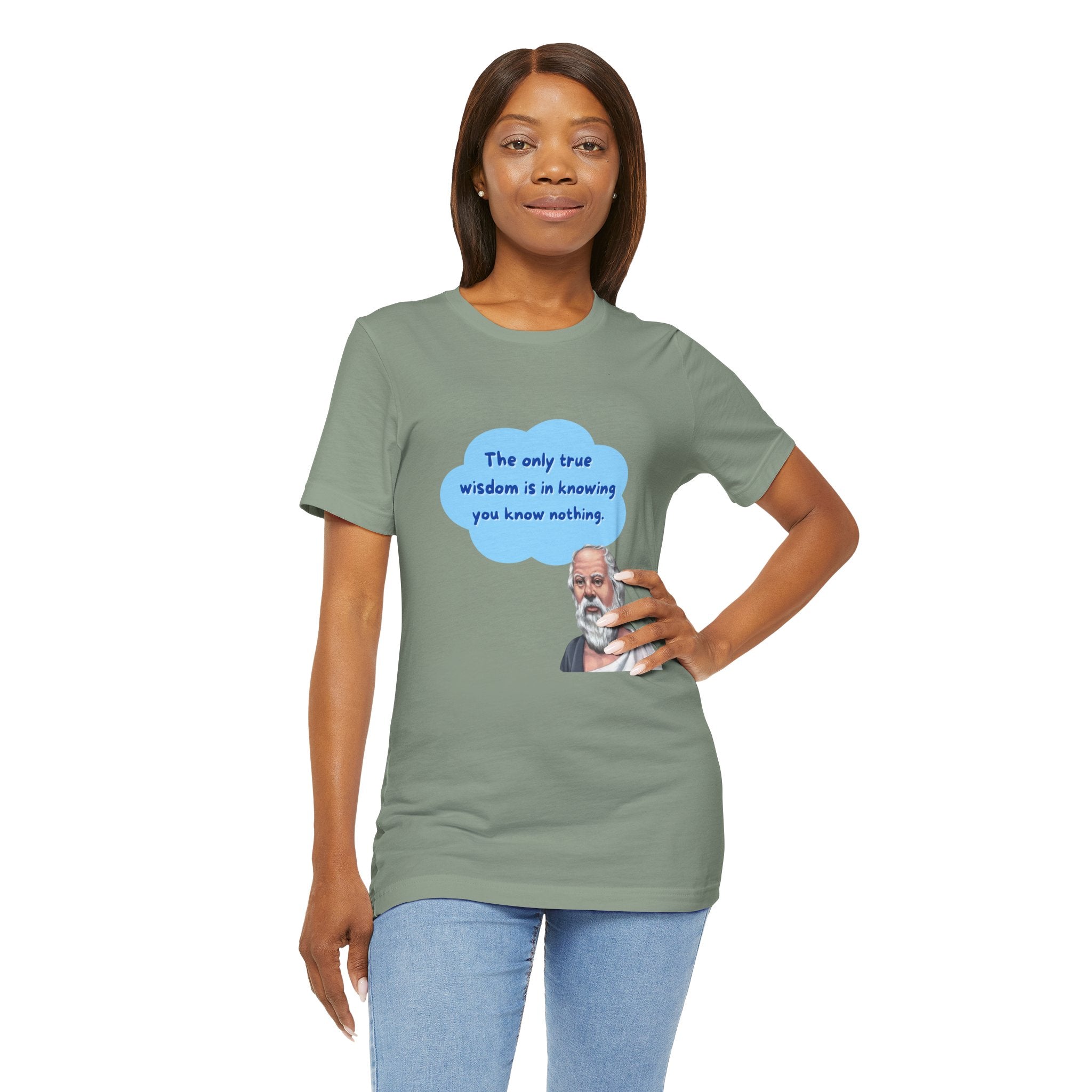 The only true wisdom is in knowing you know nothing. (Socrates) ||  - Unisex Jersey Short Sleeve T-Shirt, Wisdom T-Shirt, Philosophy Gift, Casual Wear, Educational Apparel