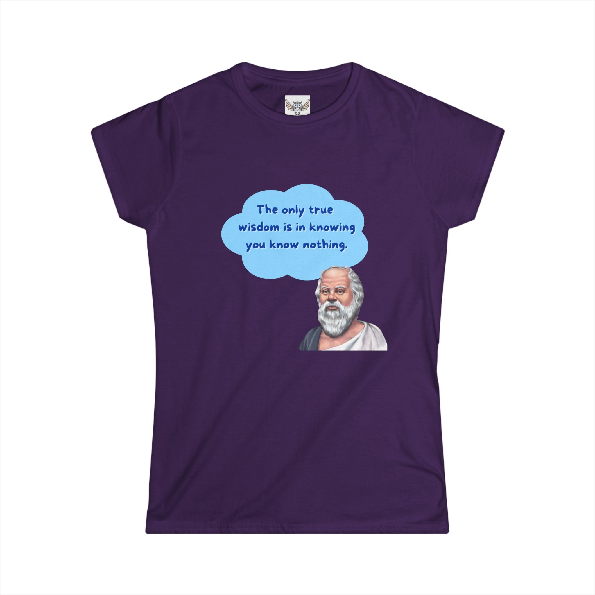Socrates Wisdom Tee, Philosophy Themed Shirt, Inspirational Quote Top, Gift for Thinkers, Women's Softstyle T-Shirt