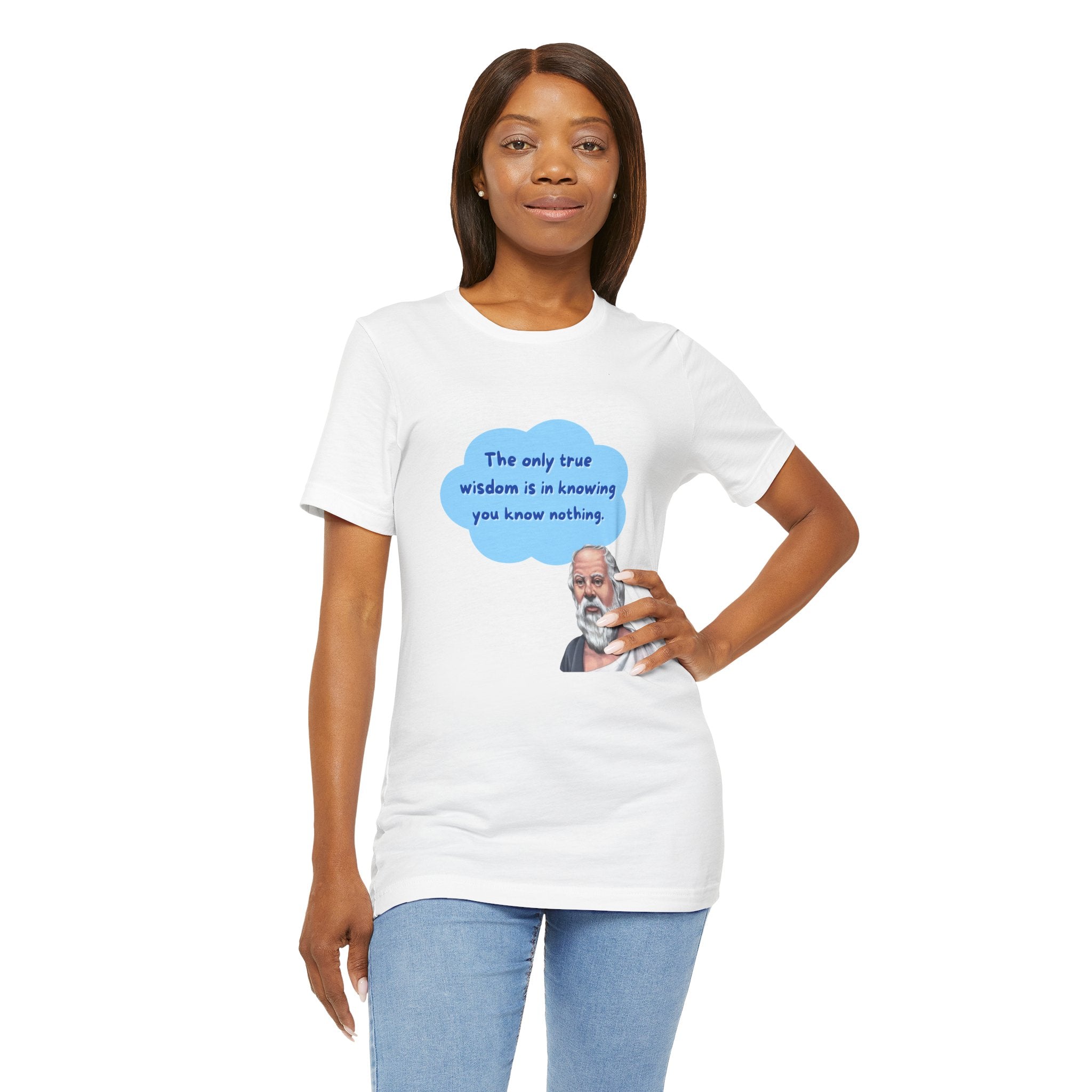 The only true wisdom is in knowing you know nothing. (Socrates) ||  - Unisex Jersey Short Sleeve T-Shirt, Wisdom T-Shirt, Philosophy Gift, Casual Wear, Educational Apparel
