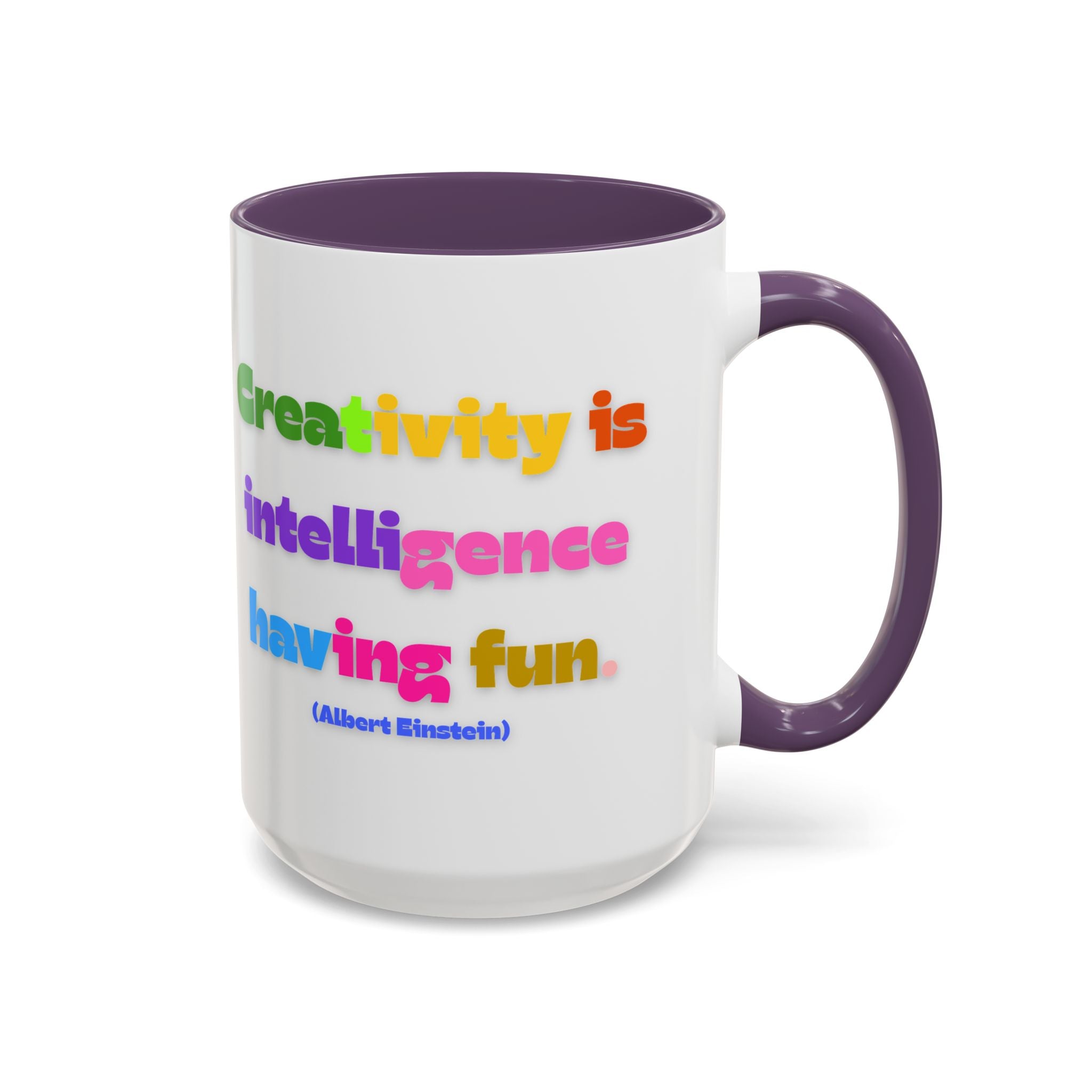 Colorful Inspirational Coffee Mug - Creativity is Intelligence Having Fun - Perfect Gift for Teachers, Artists, and Students