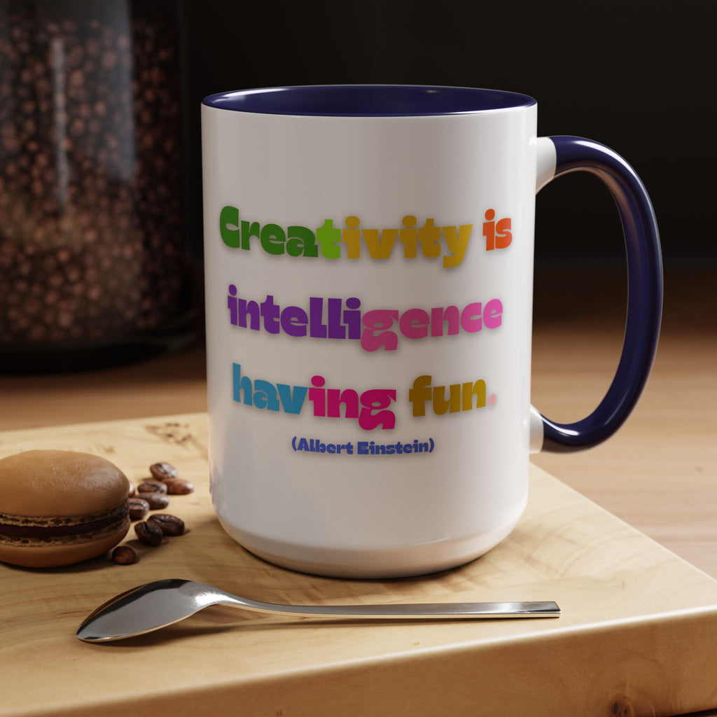Colorful Inspirational Coffee Mug - Creativity is Intelligence Having Fun - Perfect Gift for Teachers, Artists, and Students