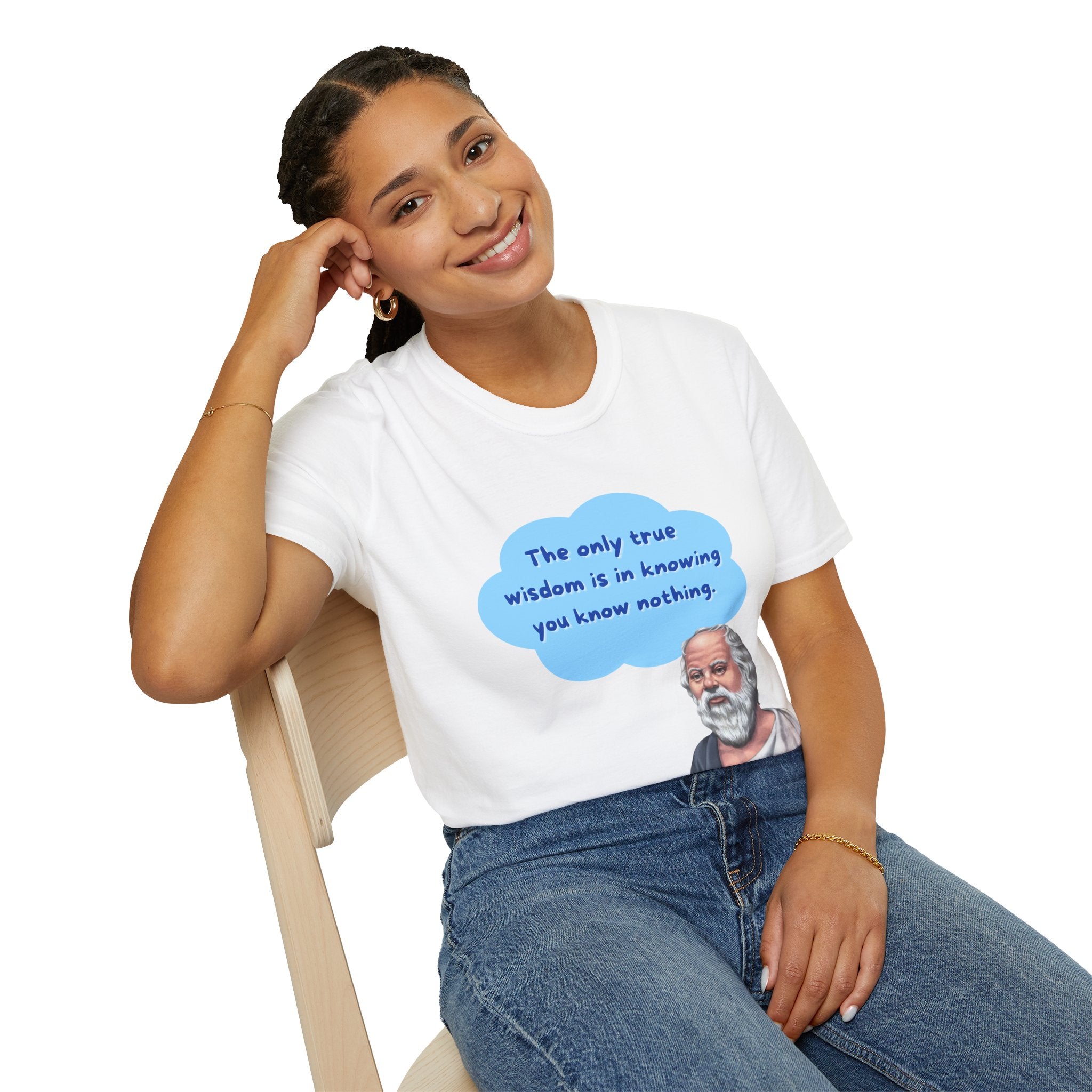 Unisex Softstyle T-Shirt |qu018 | The only true wisdom is in knowing you know nothing. (Socrates)
