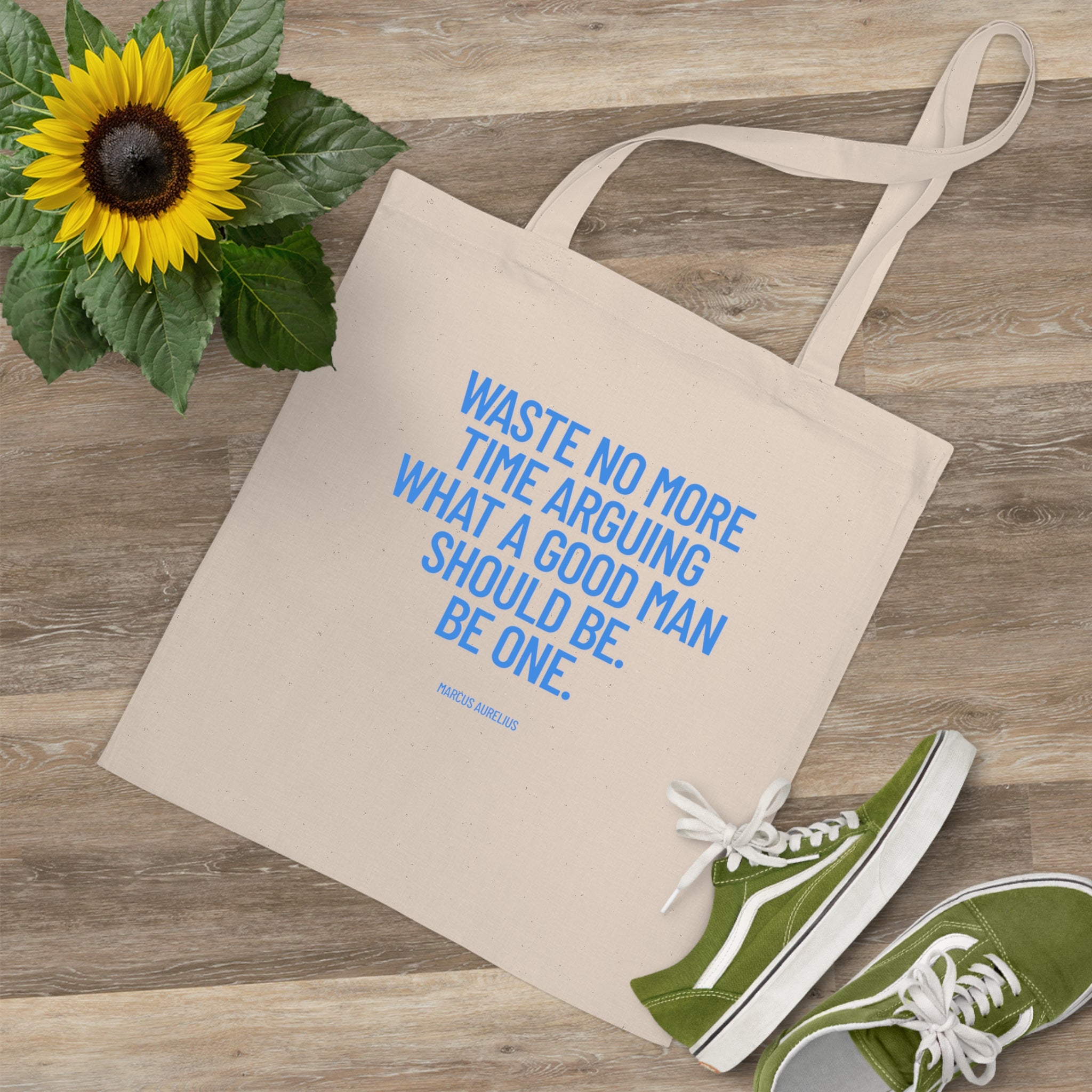 Waste no more time arguing what a good man should be. Be one. (Marcus Aurelius) || Inspirational Tote Bag for Everyday Use, Eco-Friendly Shopping Bag, Motivational Quote Canvas Bag, Perfect Gift for Him, Reusable [...]