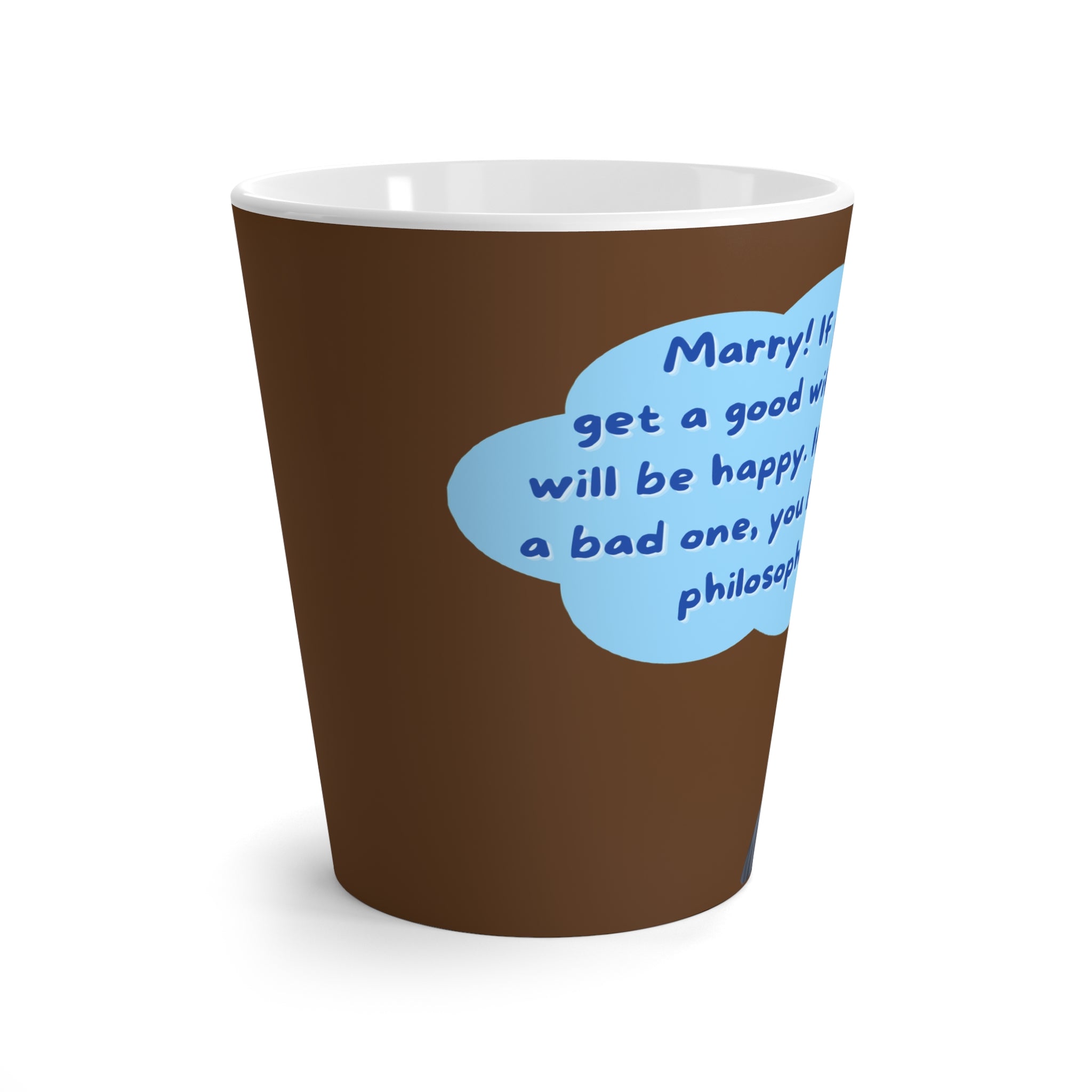 Funny Philosophy Latte Mug, Gift for Coffee Lovers, Unique Coffee Cup, Motivational Quote Mug, Home Office Decor