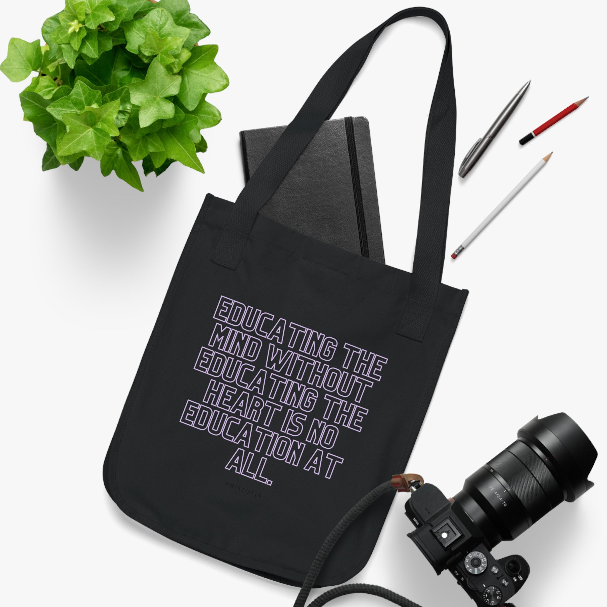 Educating the mind without educating the heart is no education at all. || Empowering Quote Tote Bag - Organic Canvas Carryall, Minimalist Reusable Shopping Bag, Gift for Students, Education Lover, Eco-Friendly Bag