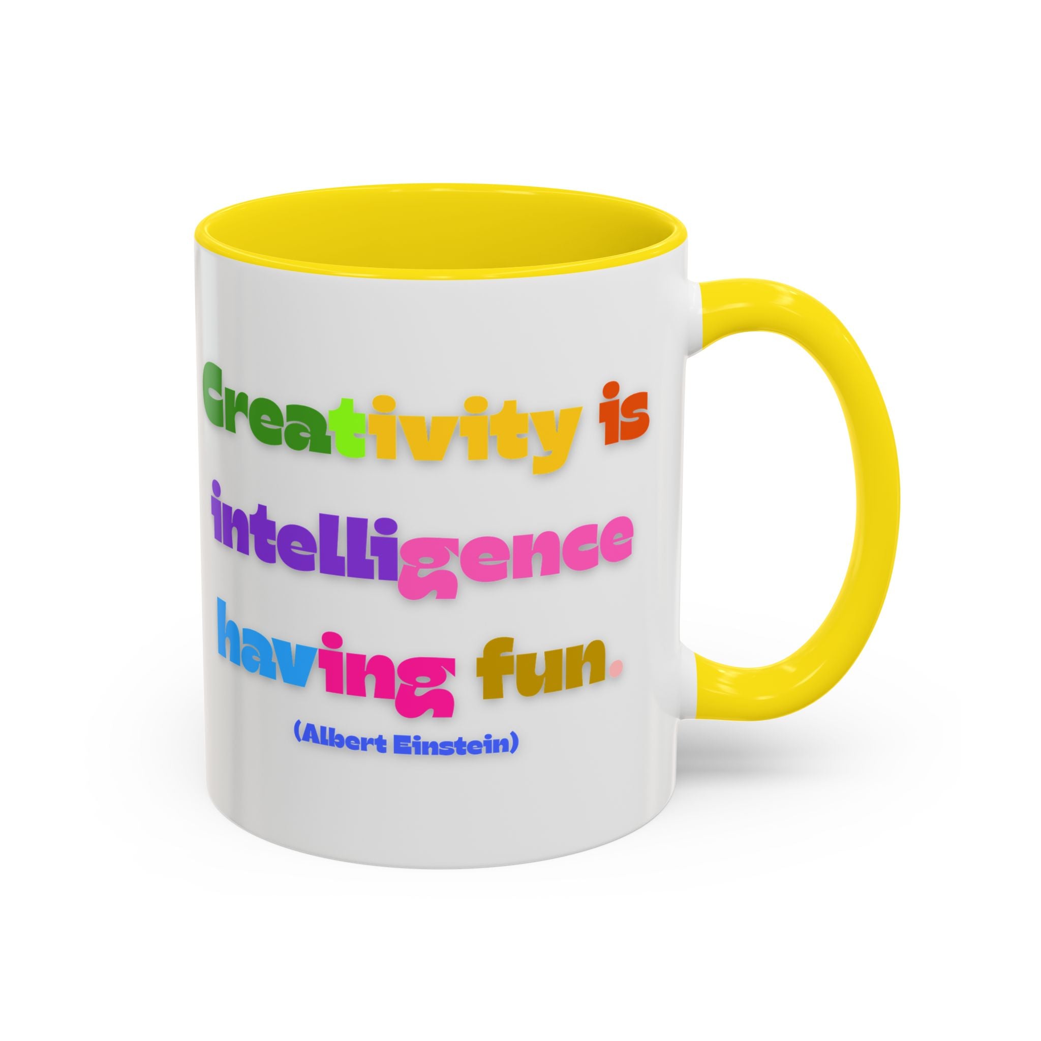 Colorful Inspirational Coffee Mug - Creativity is Intelligence Having Fun - Perfect Gift for Teachers, Artists, and Students