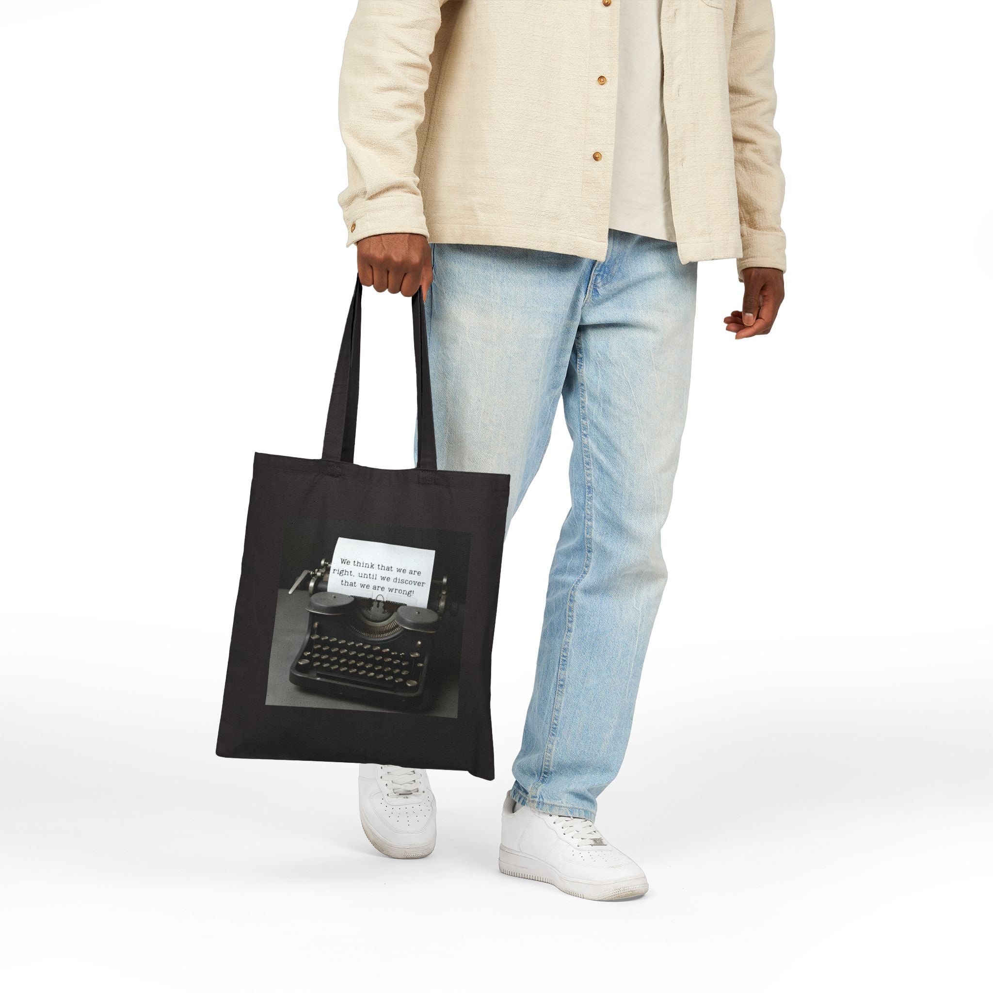 We think that we are right, until we discover that we are wrong! || Vintage Book Lover Gift, Literary Tote, Eco-Friendly Bag, Gift for Writers, Daily Use Bag