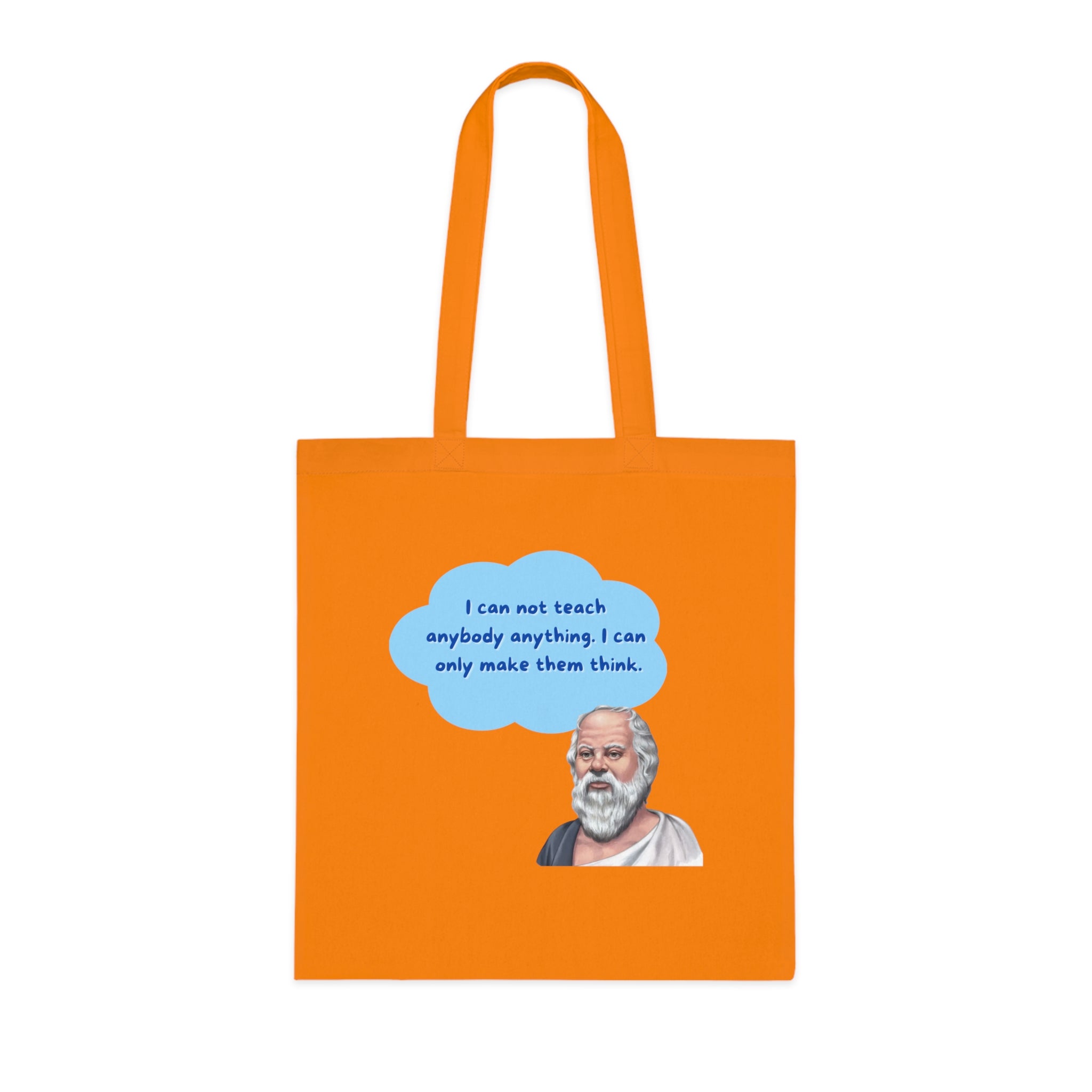 I can not teach anybody anything. I can only make them think.(Socrates) || Socratic Wisdom Cotton Tote Bag, Philosophy Gift, Eco-Friendly Bag, Teacher Appreciation, Everyday Use, Unique Quote Tote