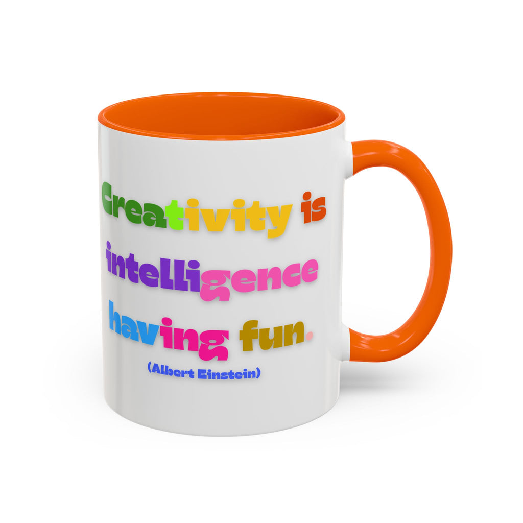 Colorful Inspirational Coffee Mug - Creativity is Intelligence Having Fun - Perfect Gift for Teachers, Artists, and Students
