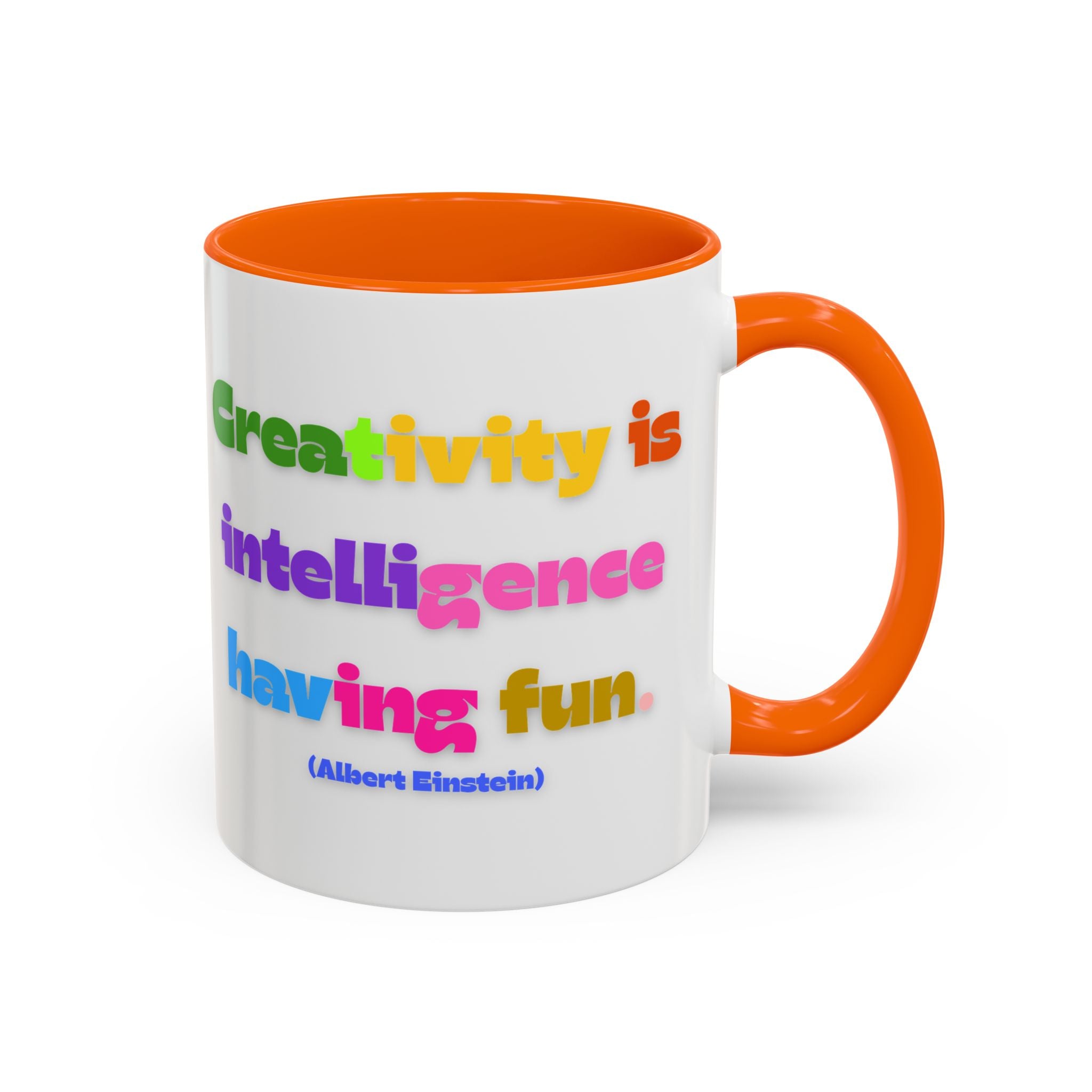 Colorful Inspirational Coffee Mug - Creativity is Intelligence Having Fun - Perfect Gift for Teachers, Artists, and Students