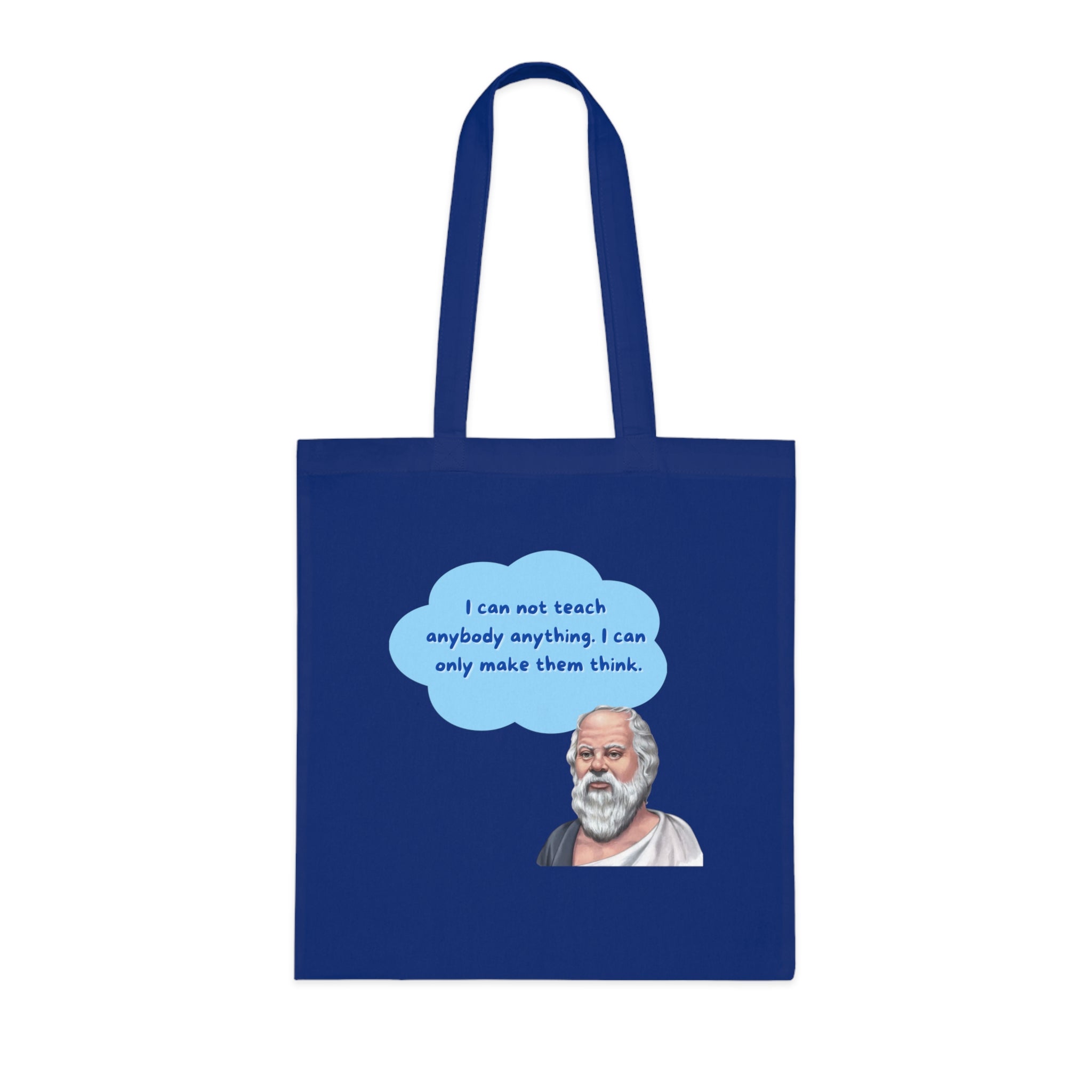 I can not teach anybody anything. I can only make them think.(Socrates) || Socratic Wisdom Cotton Tote Bag, Philosophy Gift, Eco-Friendly Bag, Teacher Appreciation, Everyday Use, Unique Quote Tote