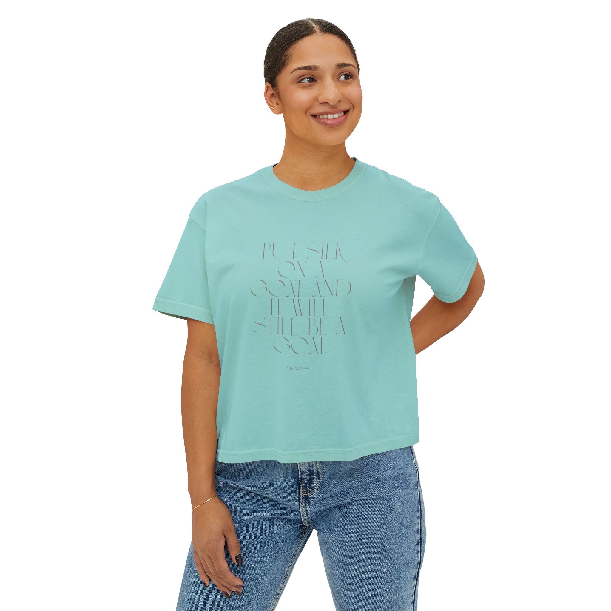 Chic Women's Boxy Tee - Minimalist Graphic Top for Casual Style, Comfortable Everyday Wear, Perfect Gift for Friends, for Women with Humor