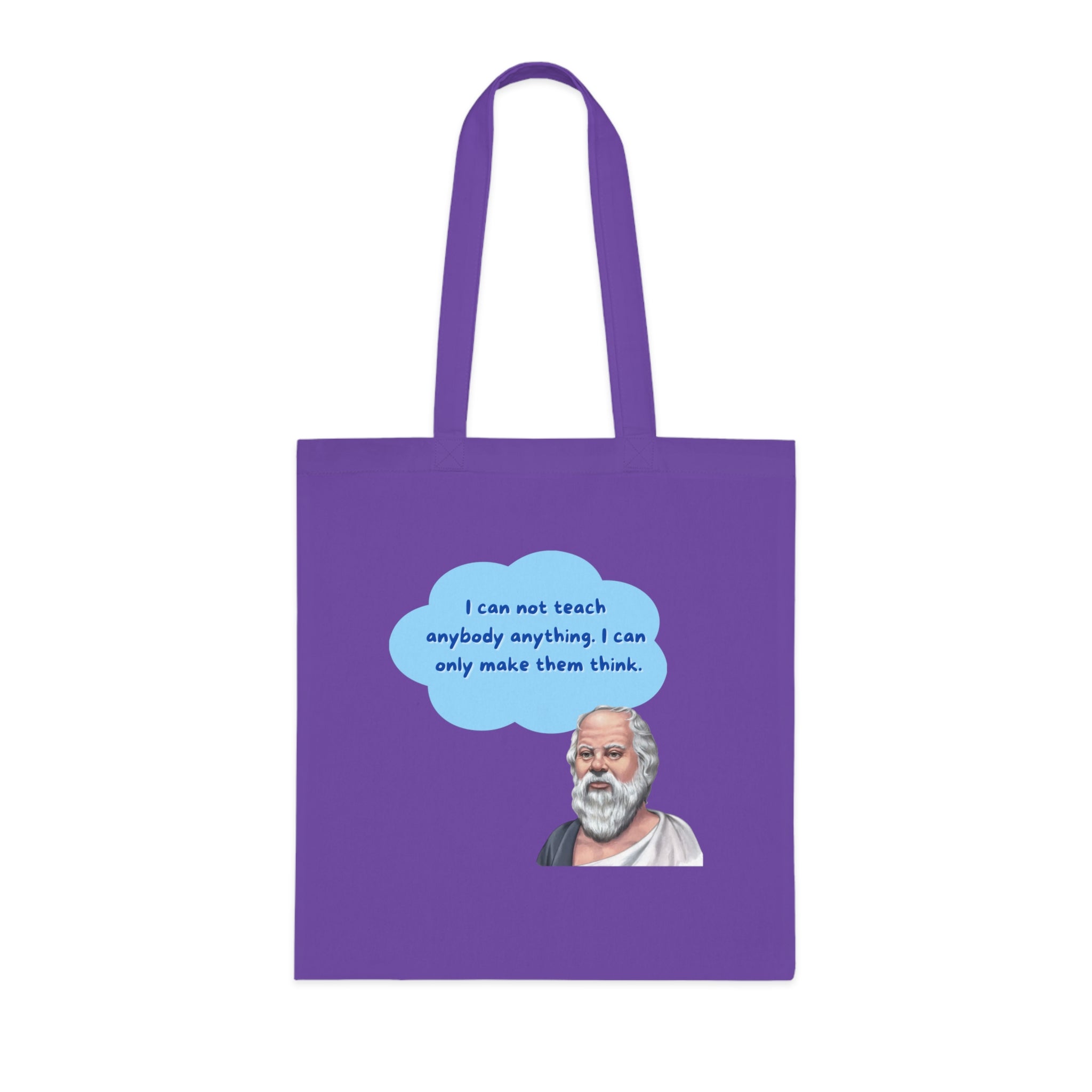 I can not teach anybody anything. I can only make them think.(Socrates) || Socratic Wisdom Cotton Tote Bag, Philosophy Gift, Eco-Friendly Bag, Teacher Appreciation, Everyday Use, Unique Quote Tote
