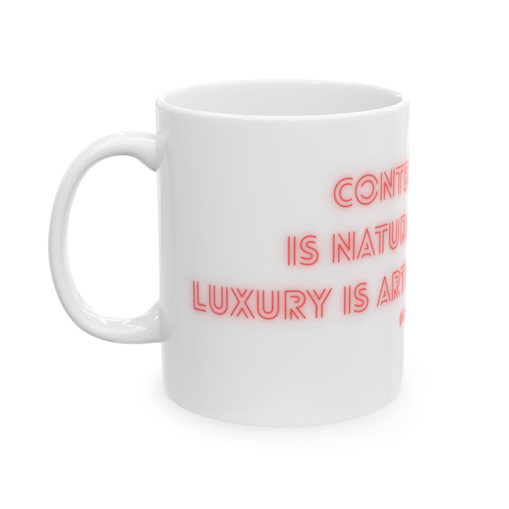 Inspirational Ceramic Mug - Socrates Quote on Contentment, Gift for Philosophy Lovers, Motivational Coffee Cup, 11oz & 15oz Options