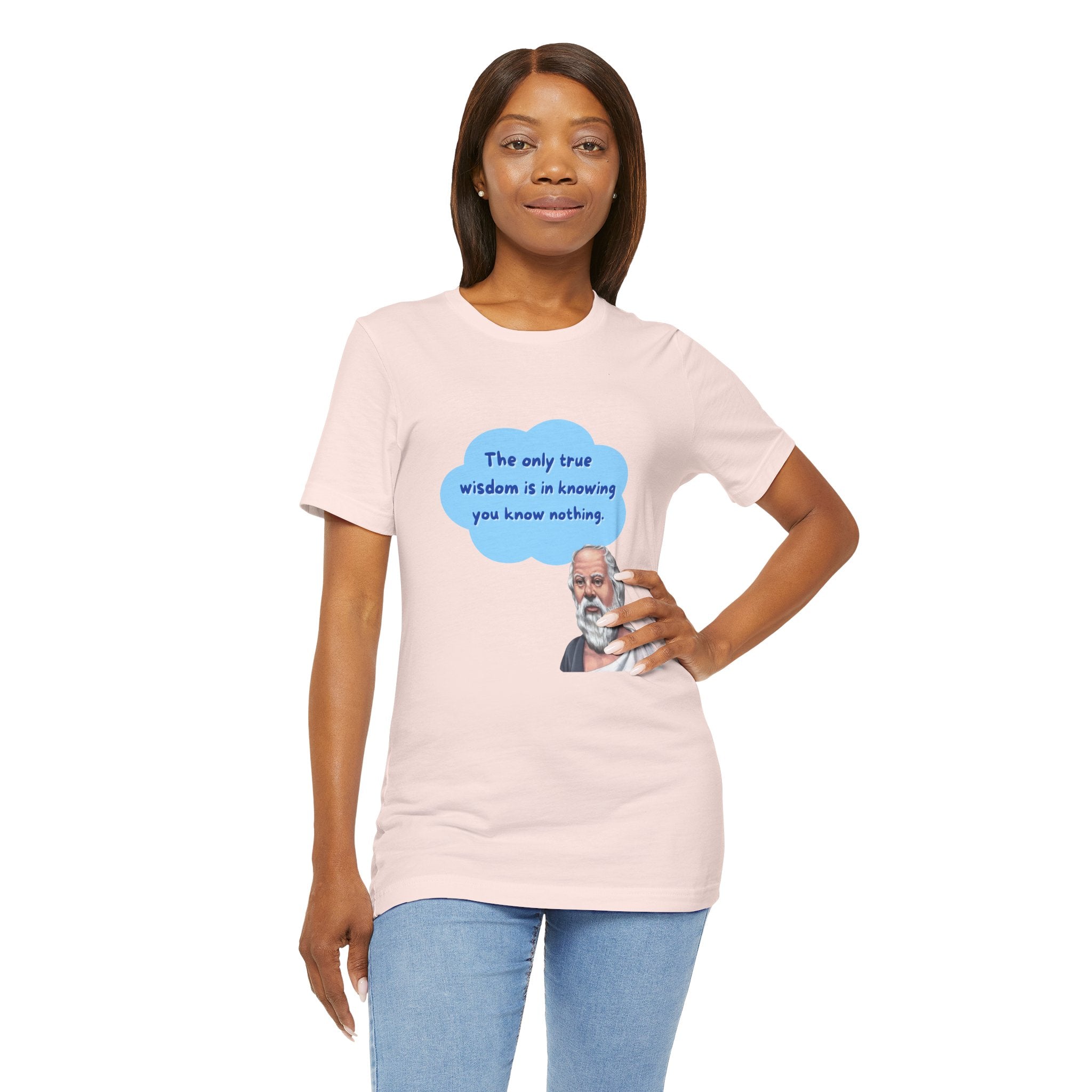 The only true wisdom is in knowing you know nothing. (Socrates) ||  - Unisex Jersey Short Sleeve T-Shirt, Wisdom T-Shirt, Philosophy Gift, Casual Wear, Educational Apparel
